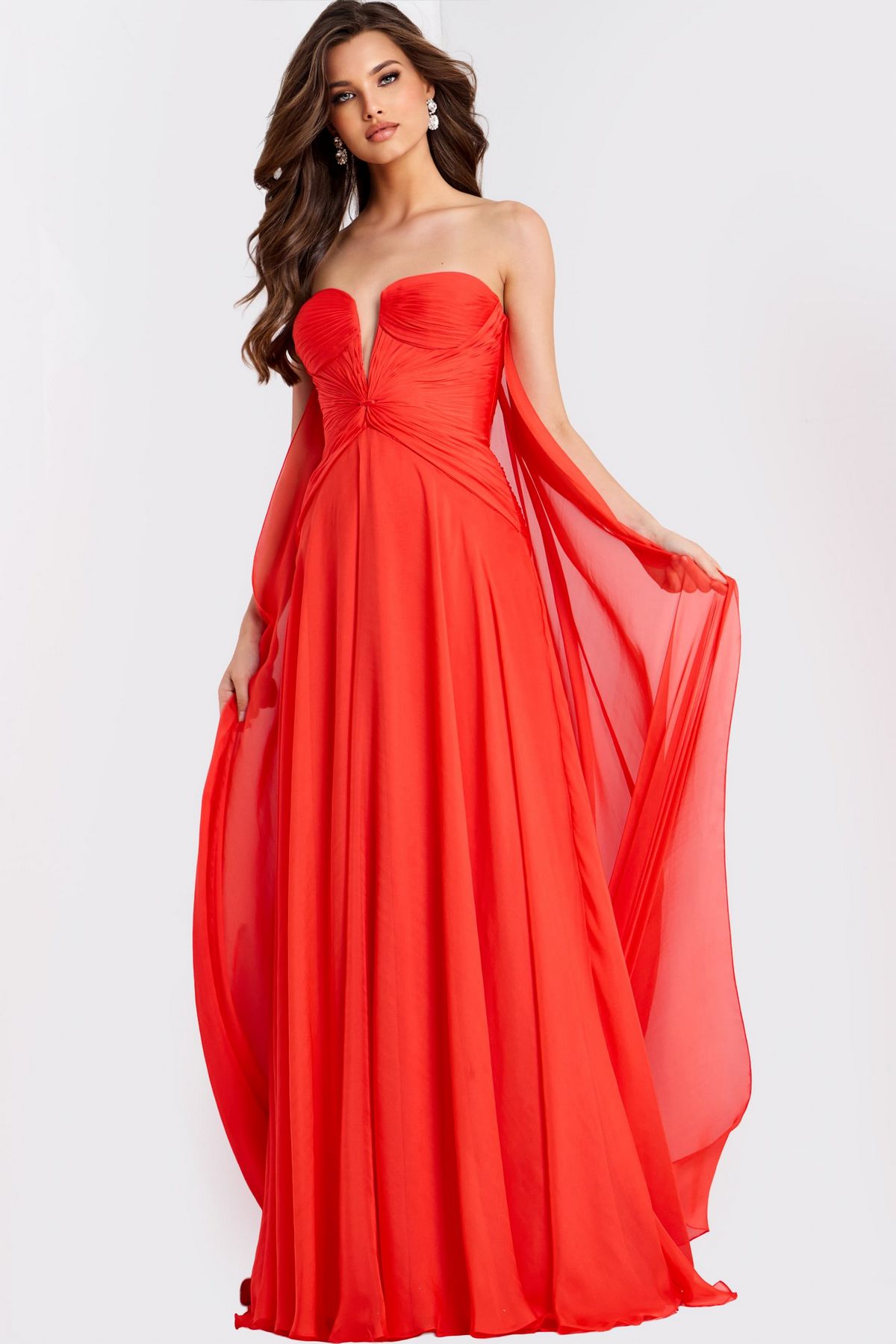 Prom Dresses Long Formal A line Corset Cape Prom Dress Orange