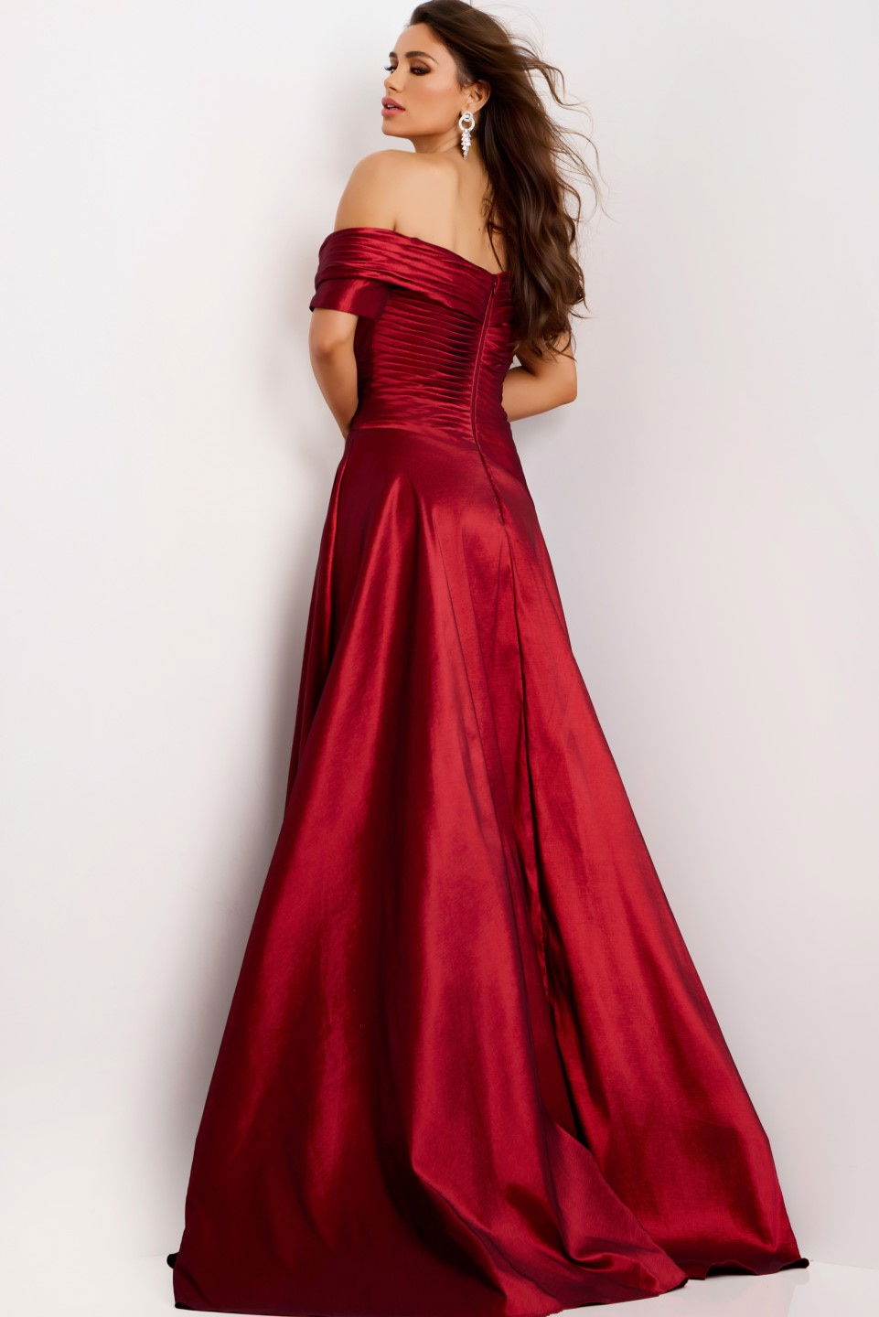 Prom Dresses Long A Line Formal Ruffle Prom Dress Jovani 45276 Burgundy