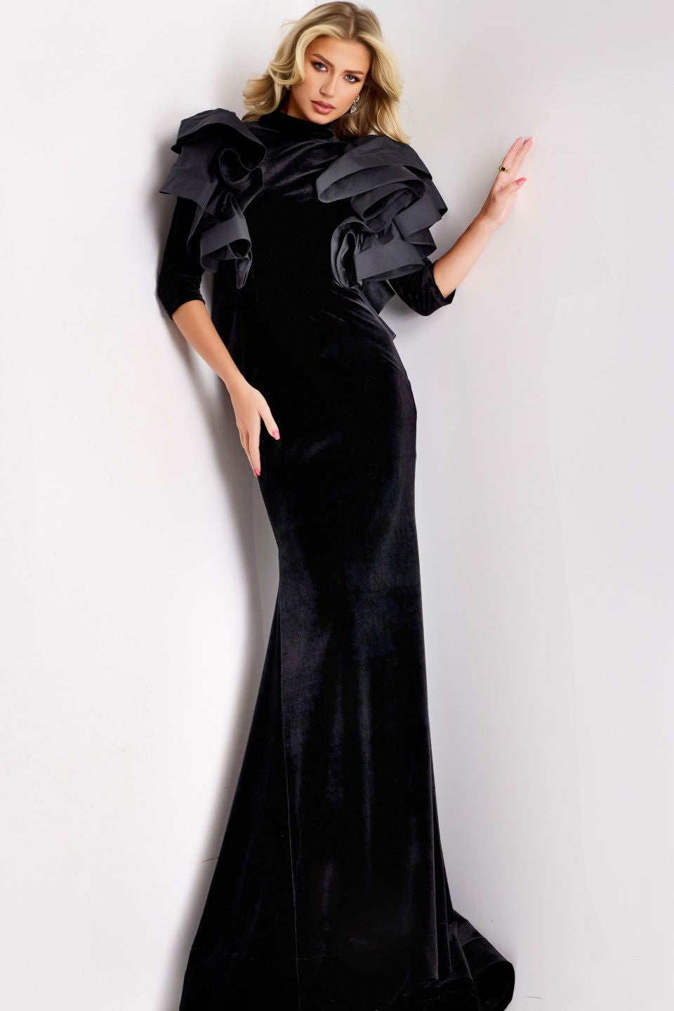 Formal Dresses Long Mermaid Prom Formal Ruffle Dress Jovani 45322 Black