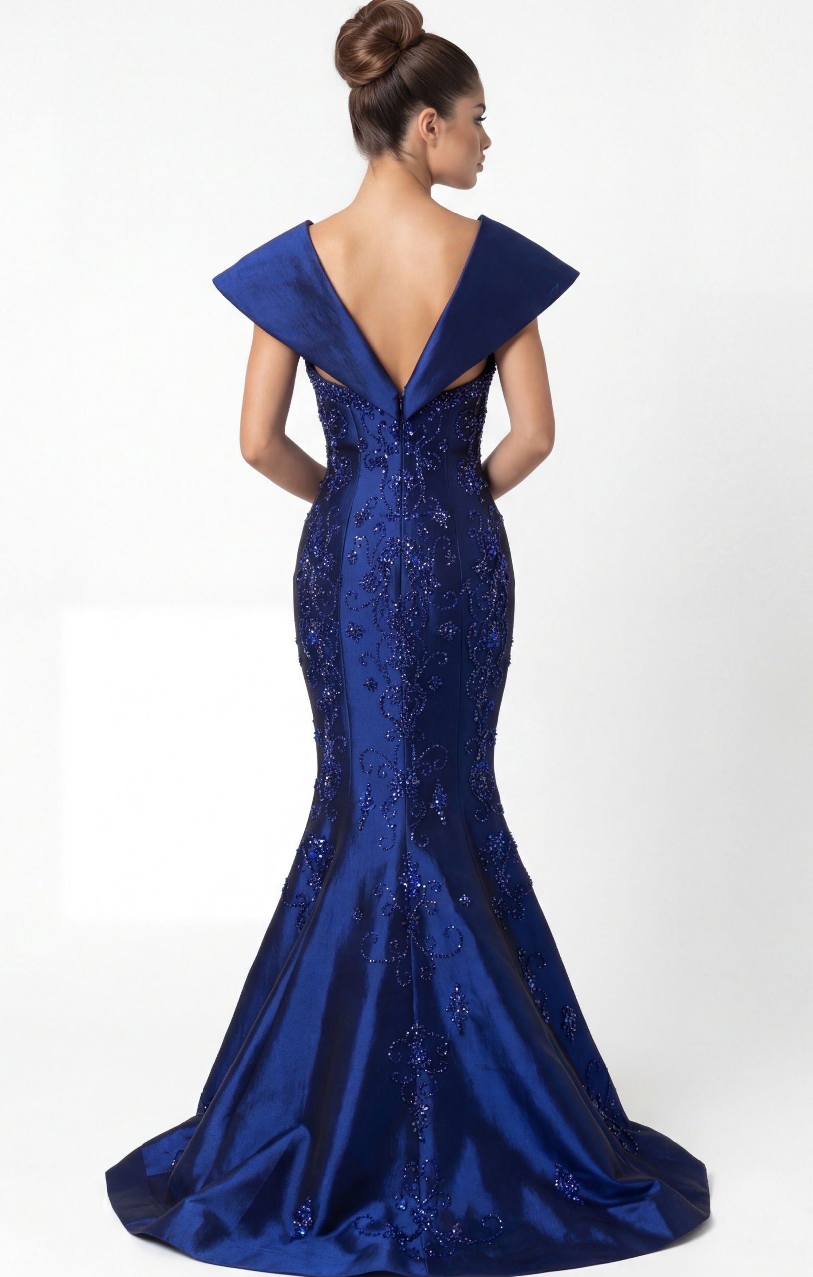 Prom Dresses Beaded Long Formal Mermaid Evening Prom Dress Jovani 45337 Navy