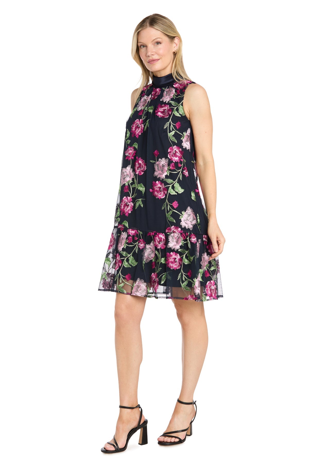 Crew/High-Neck Knee-Length Tulle Cocktail A-Line R&M Richards 4533
