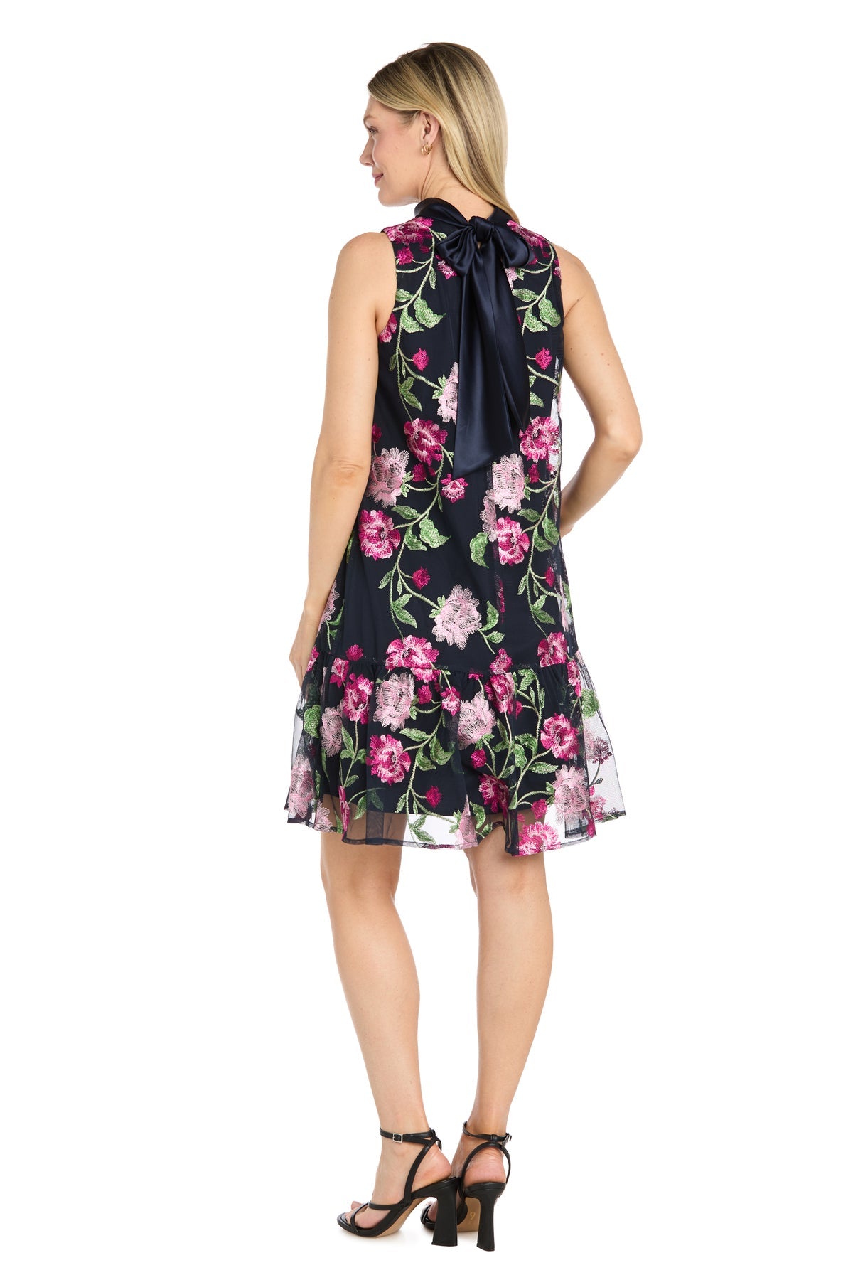 Crew/High-Neck Knee-Length Tulle Cocktail A-Line R&M Richards 4533