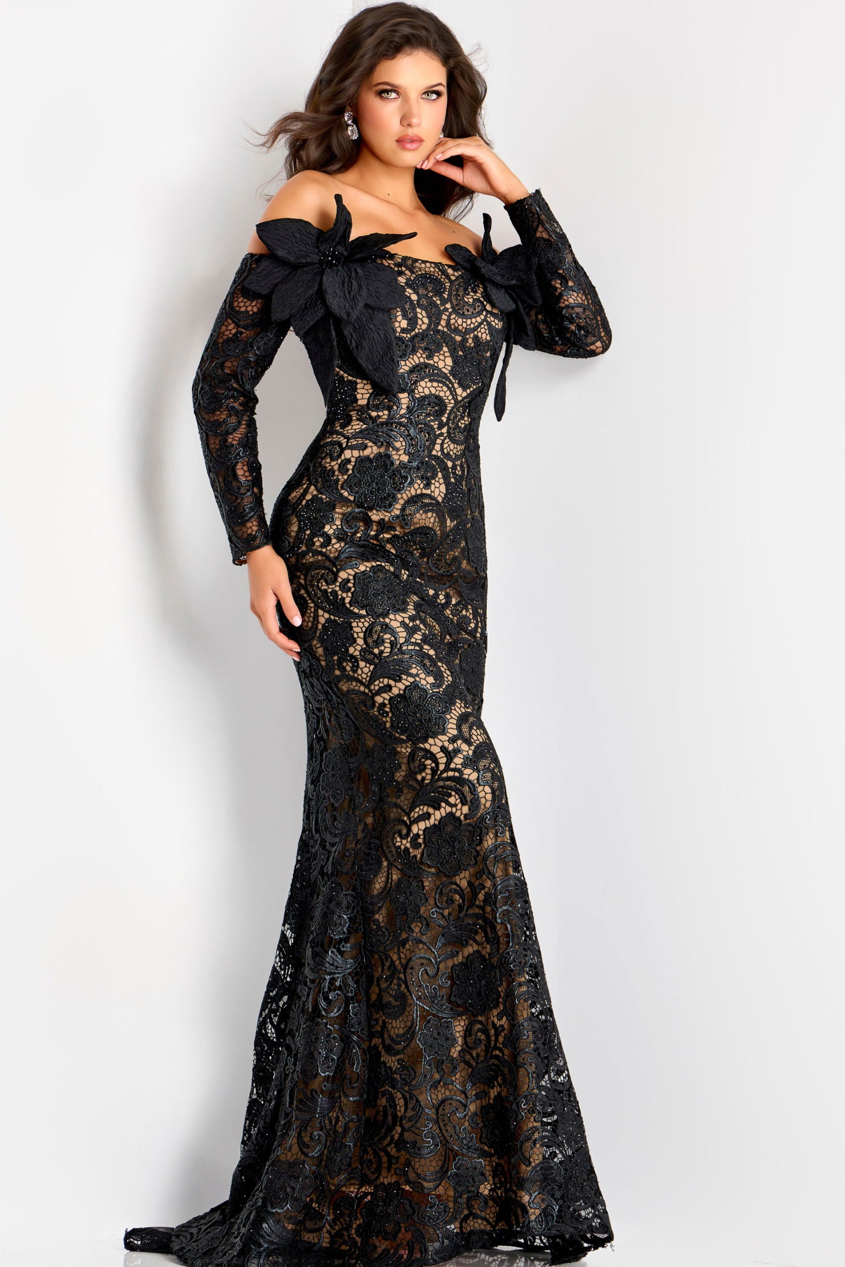 Formal Dresses Long Lace Prom Formal Mermaid Dress Jovani 45345 Black