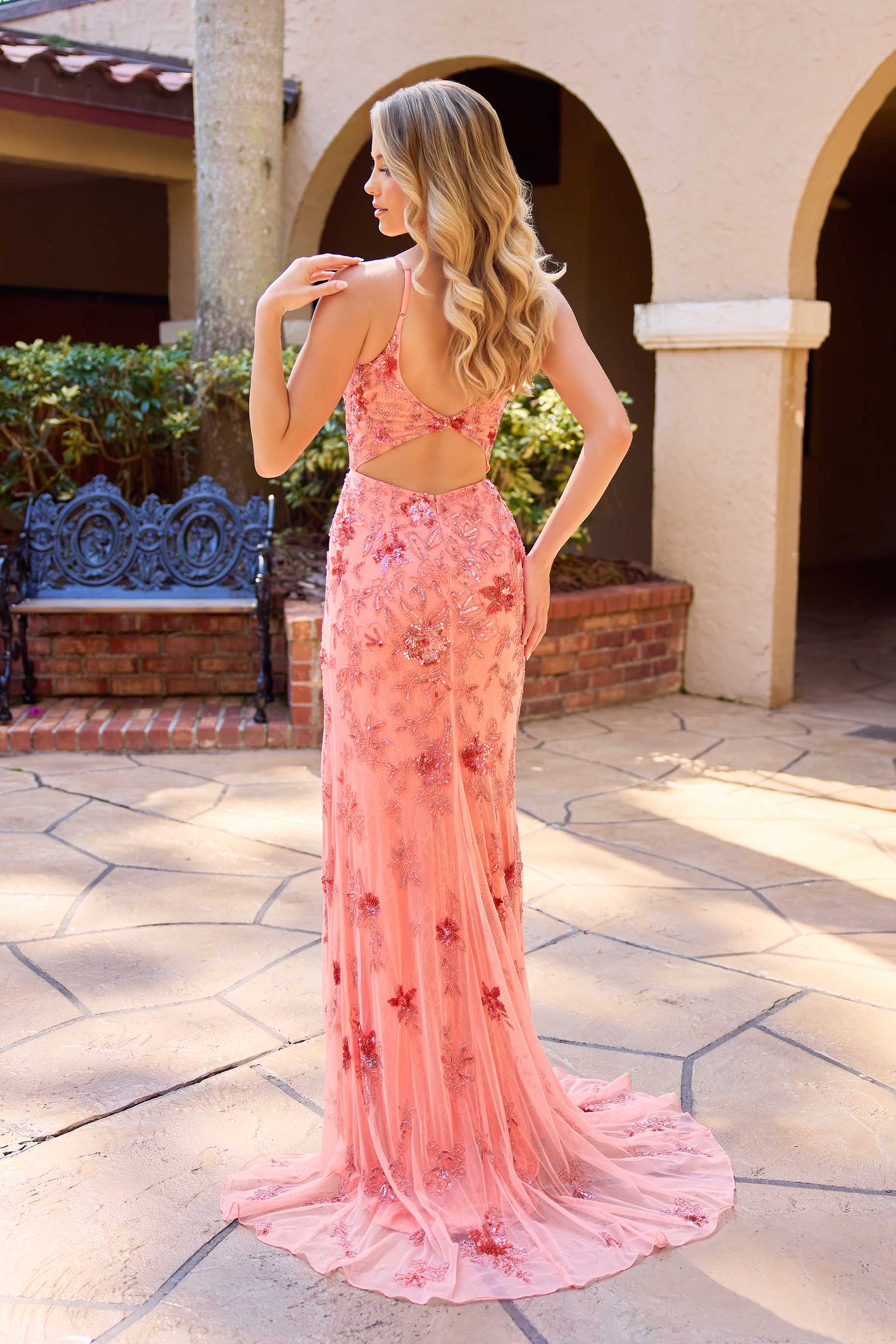 Prom Dresses Sequin Corset Fitted Prom Dress Coral