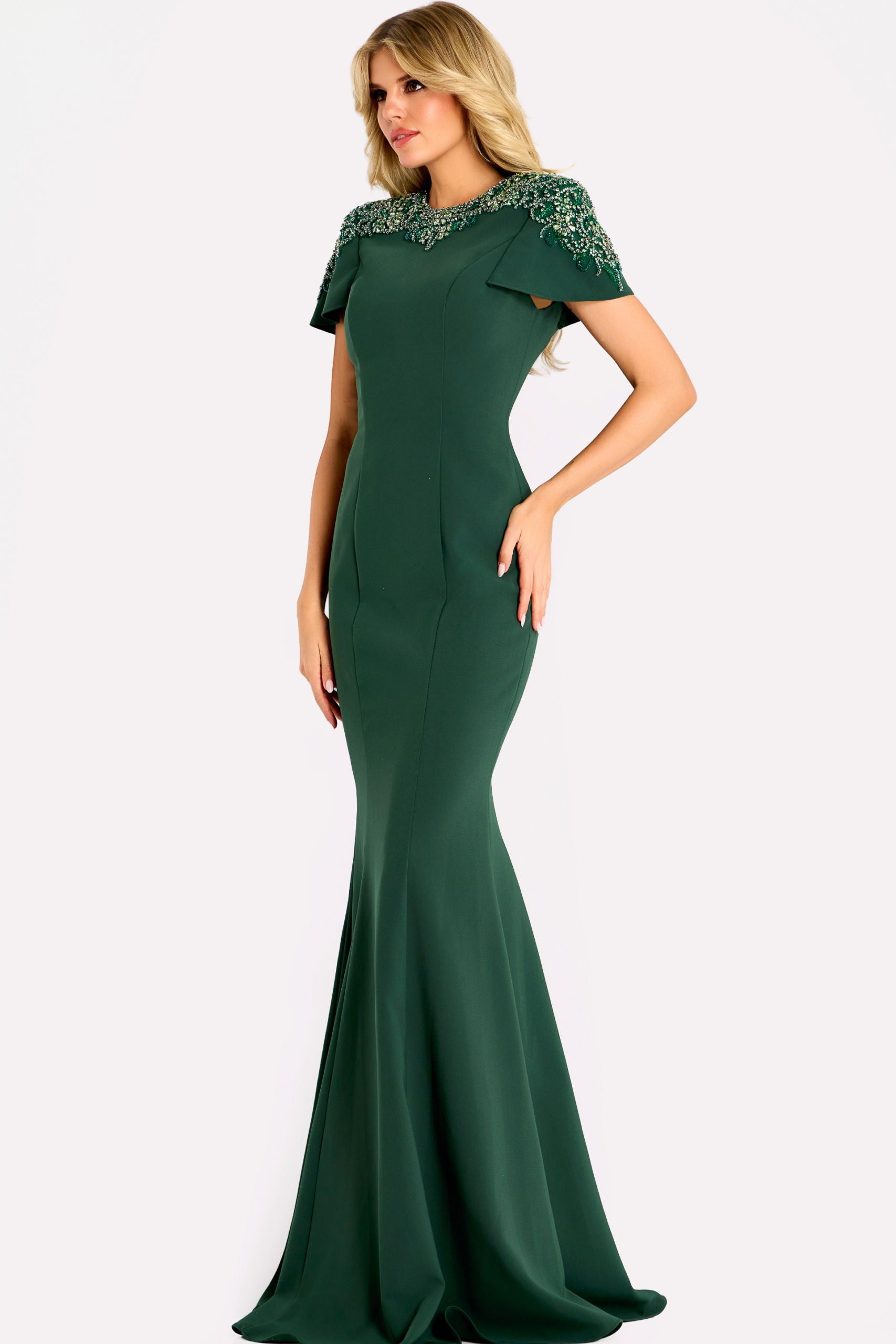 Mother of the Bride Dresses Mermaid Long Formal Beaded Mother of the Bride Dress Jovani 45477 Hunter