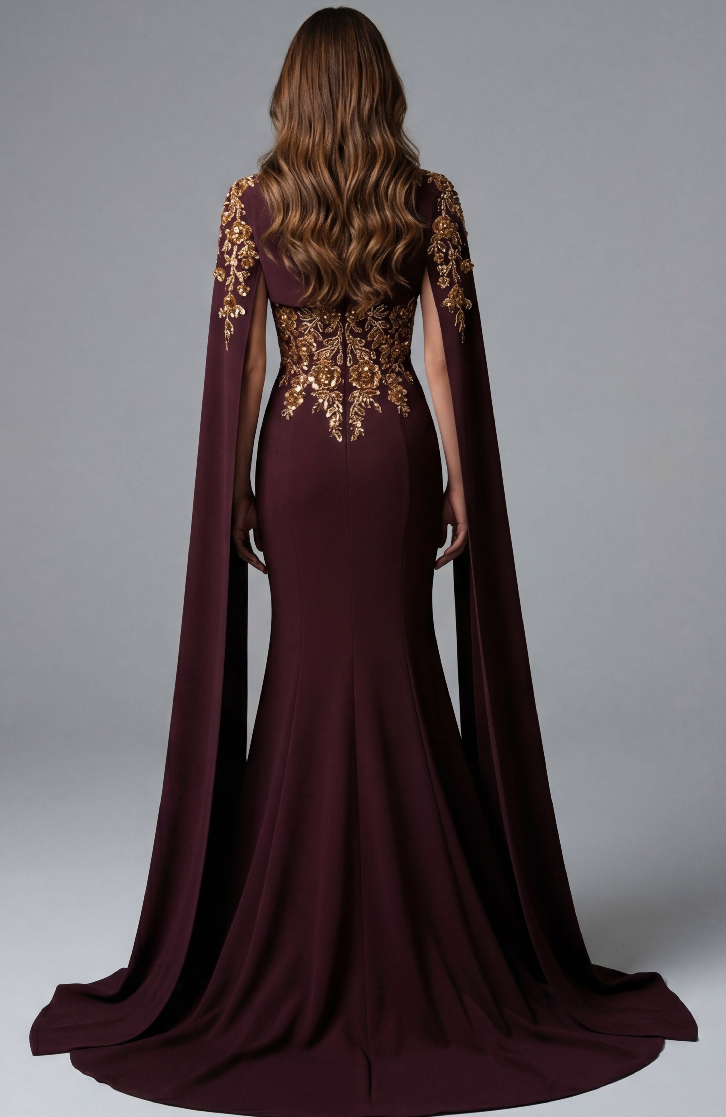 Mother of the Bride Dresses Long Formal Cape Mermaid Mother of the Bride Dress Jovani 45582 Brown