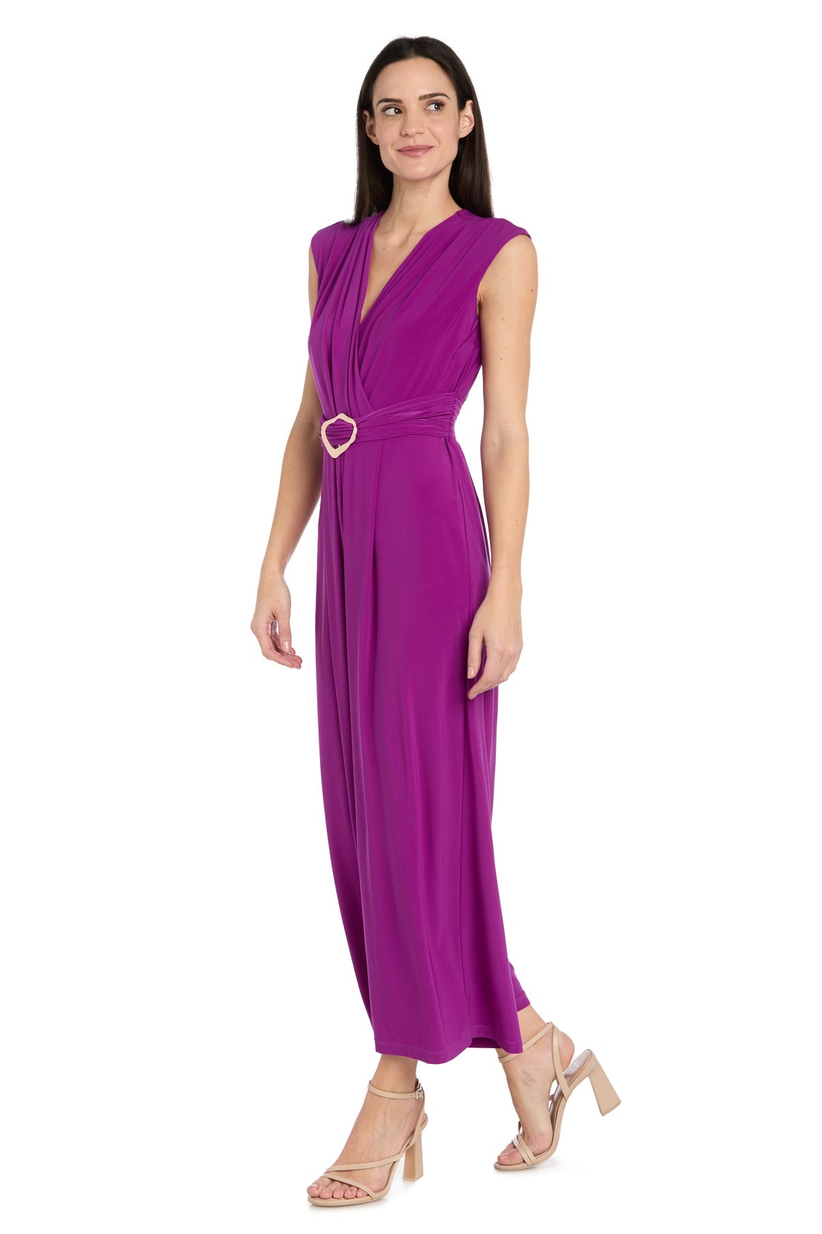 V-Neck Midi Jersey Formal Sheath/Column R&M Richards 4588