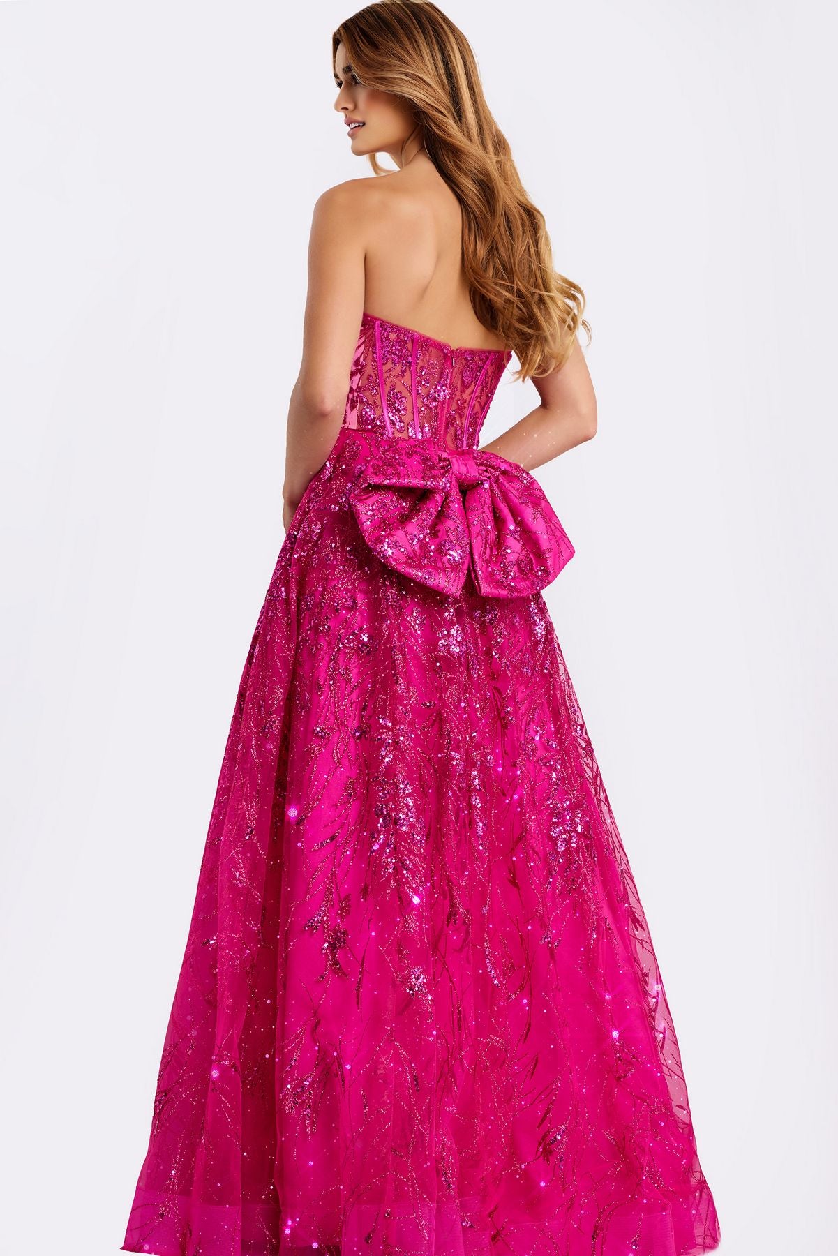 Prom Dresses Long Formal Corset Ball Gown Glitter Prom Dress Rasberry