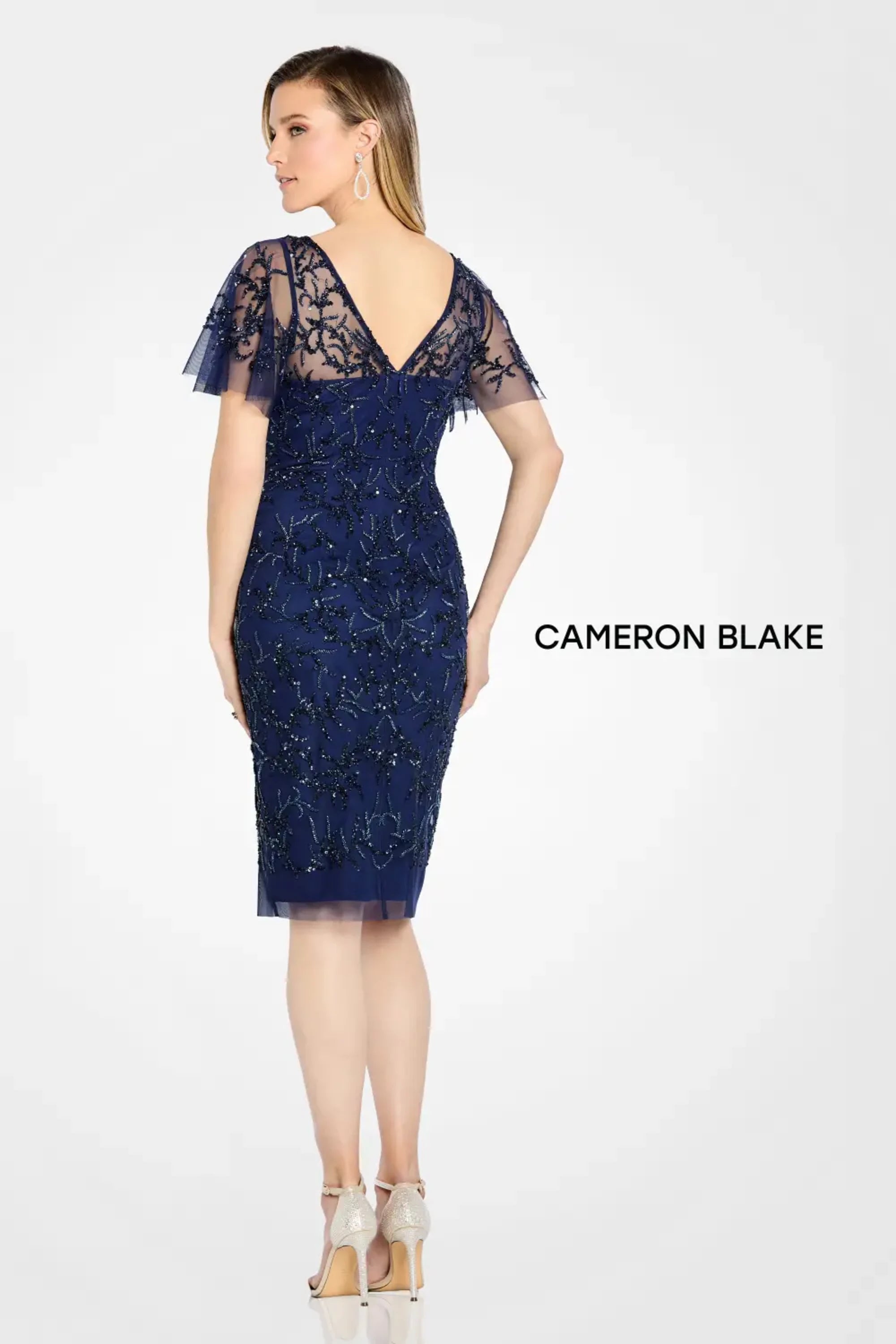 Mother of the Bride Dresses Short Beaded Mother of the Bride Knee Length Dress Navy Blue