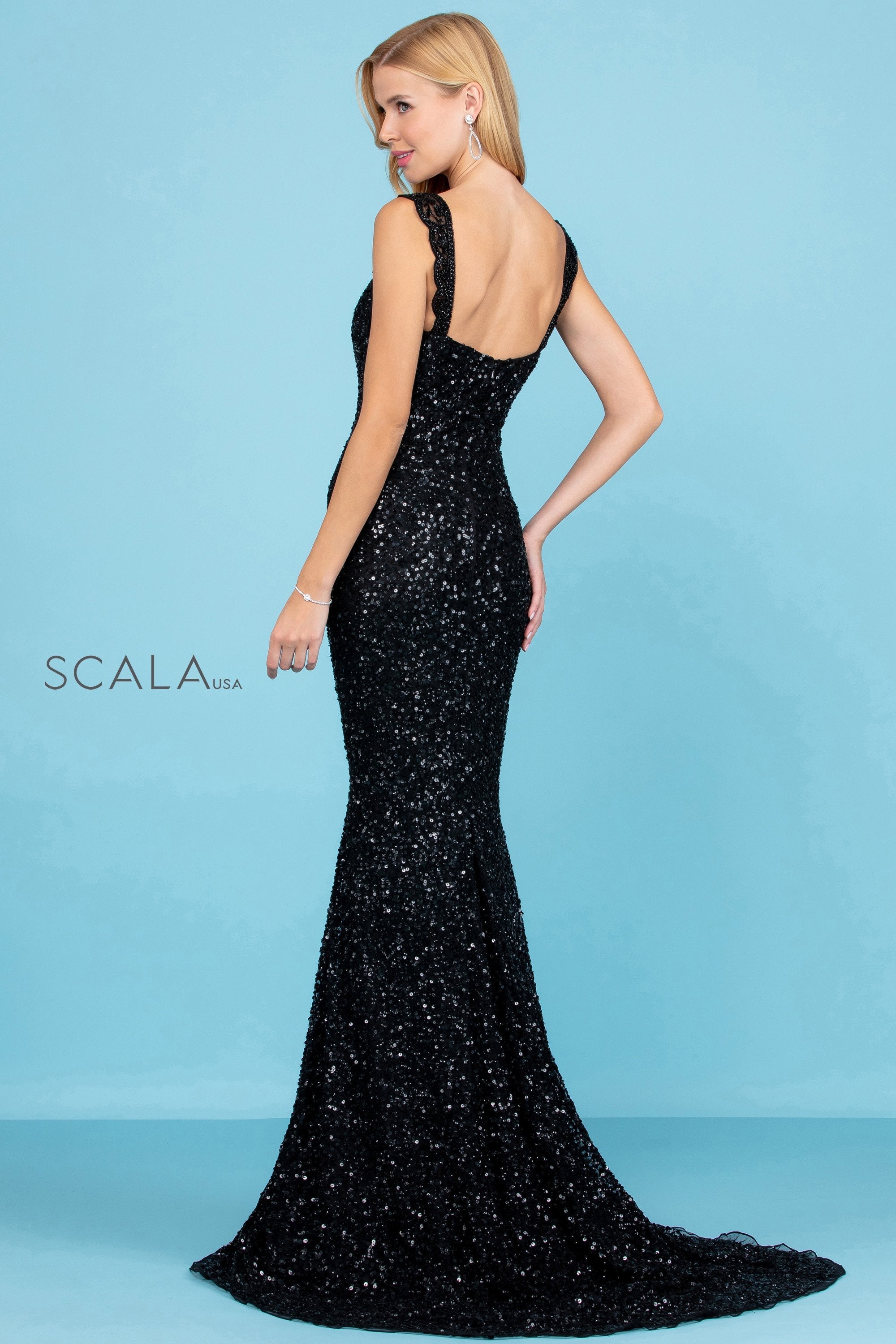Prom Dresses Sequin Long Formal Beaded Mermaid Prom Dress Black