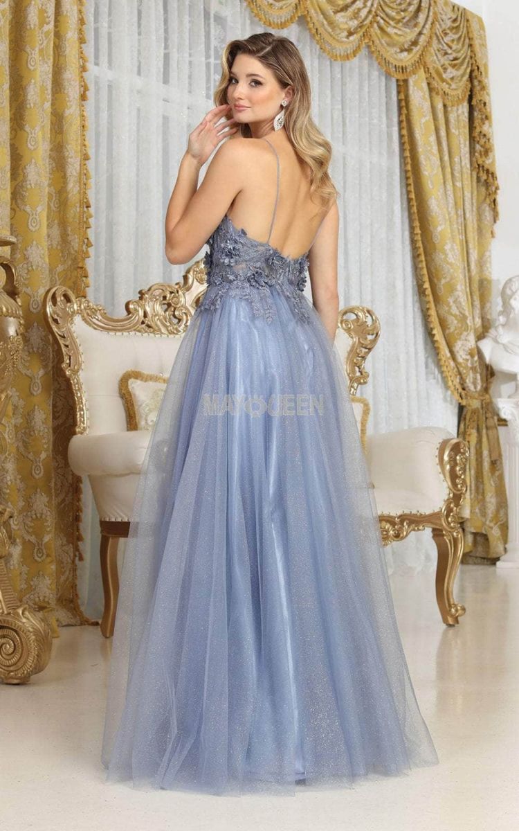 V-Neck Floor-Length Tulle Prom A-Line May Queen 2011