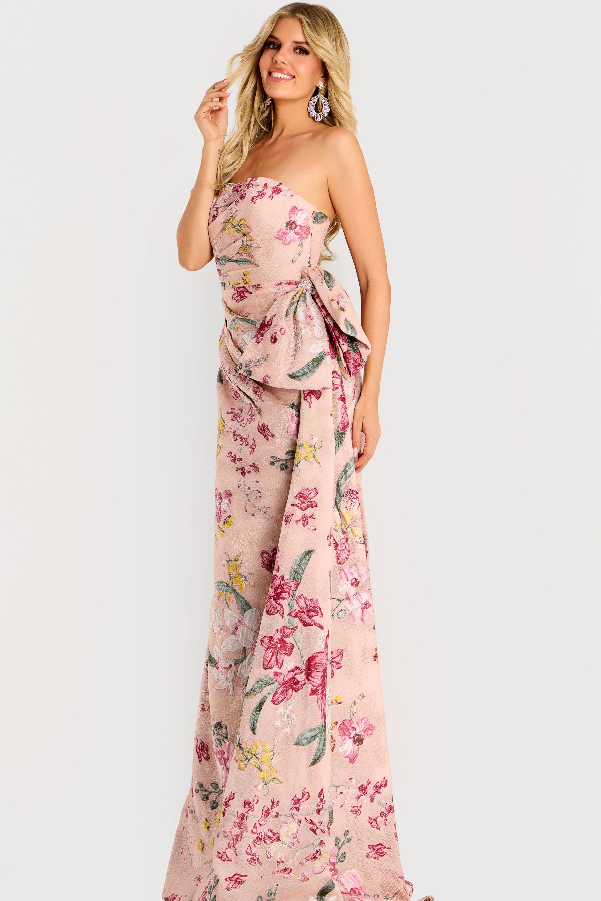 Prom Dresses Floral Long Formal Pleated Prom Dress Jovani 46242 Multi