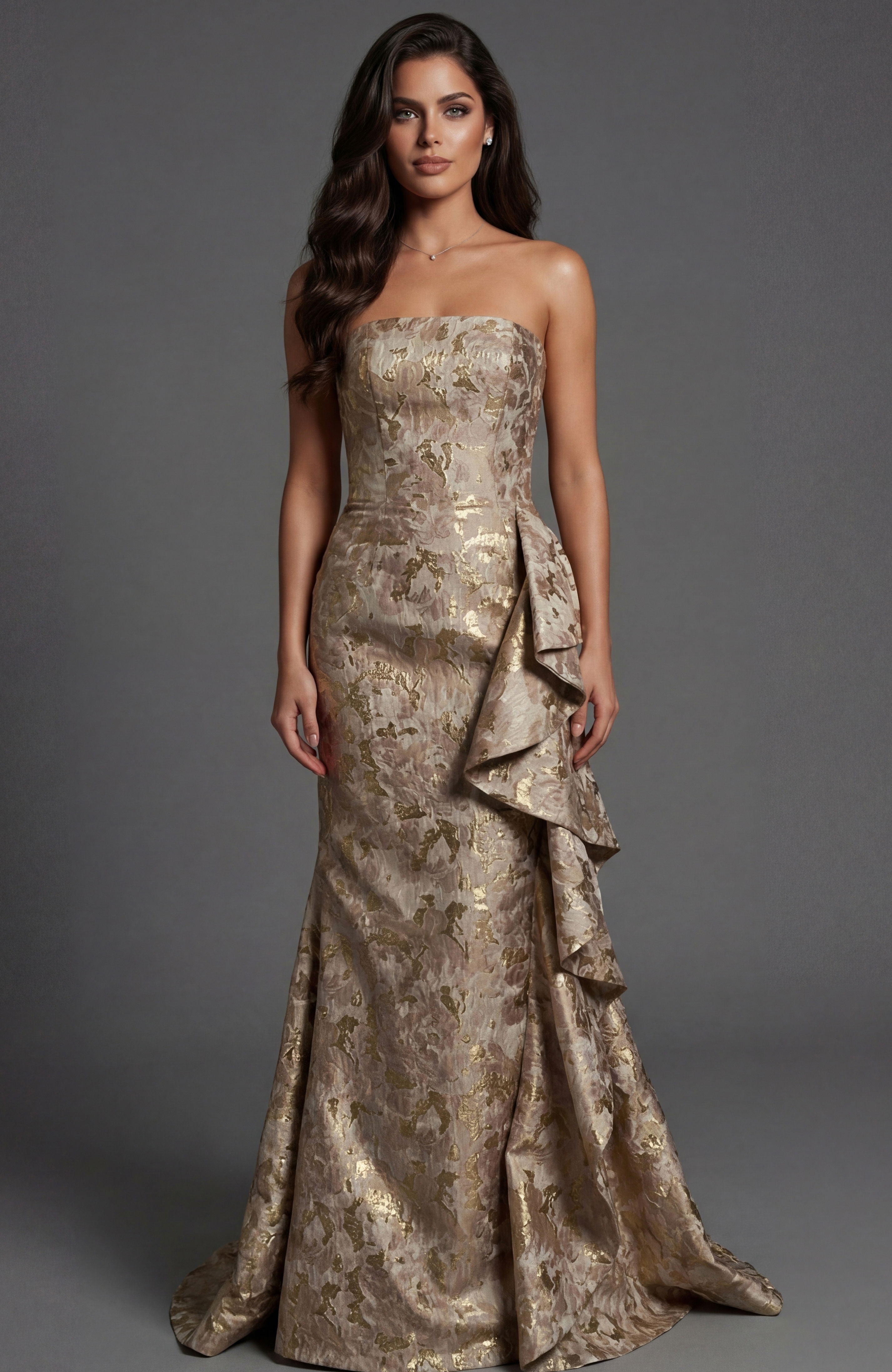 Prom Dresses Ruffle Long Formal Mermaid Prom Dress Jovani 46517 Gold
