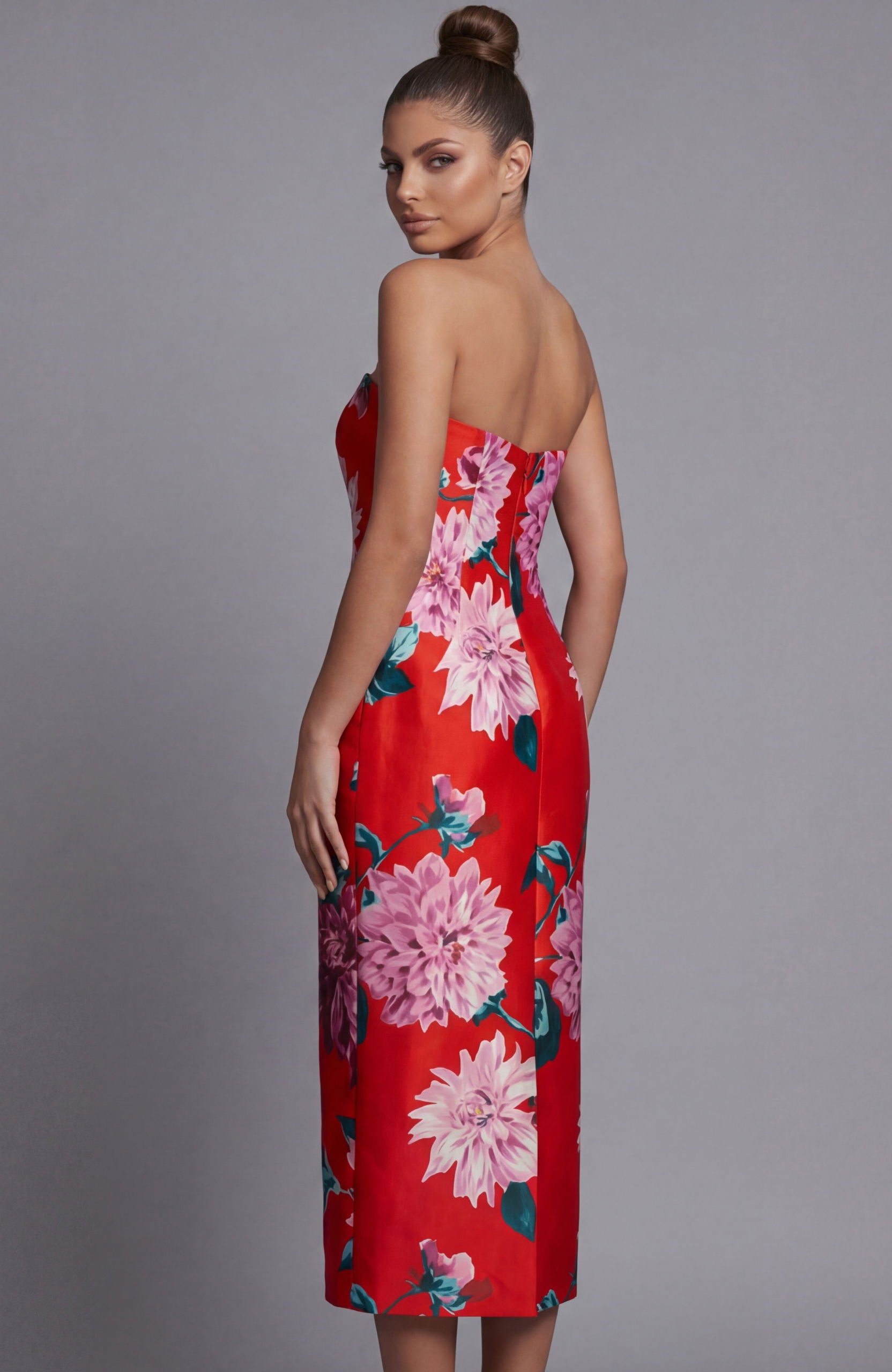 Cocktail Dresses Short Fitted Midi Floral Print Cocktail Dress Jovani 46564 Print