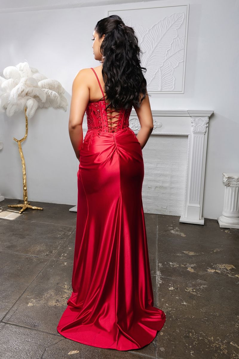 Sweetheart Floor-Length Satin Prom Sheath Column May Queen 2183