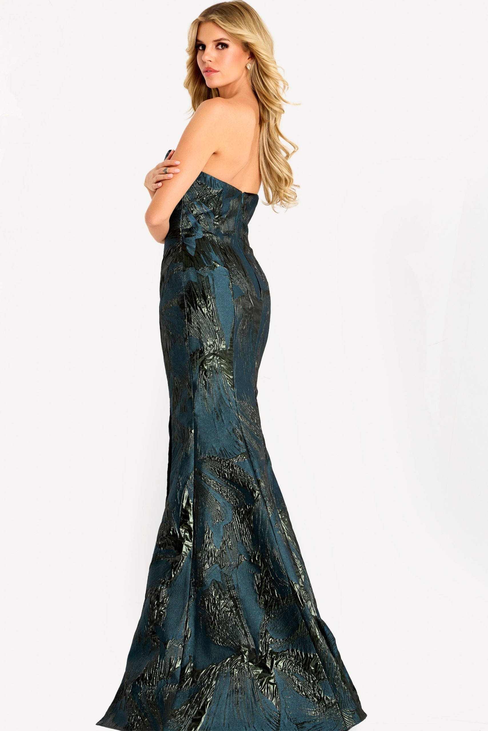 Prom Dresses Metallic Long Formal Slit Prom Dress Jovani 46672 Hunter