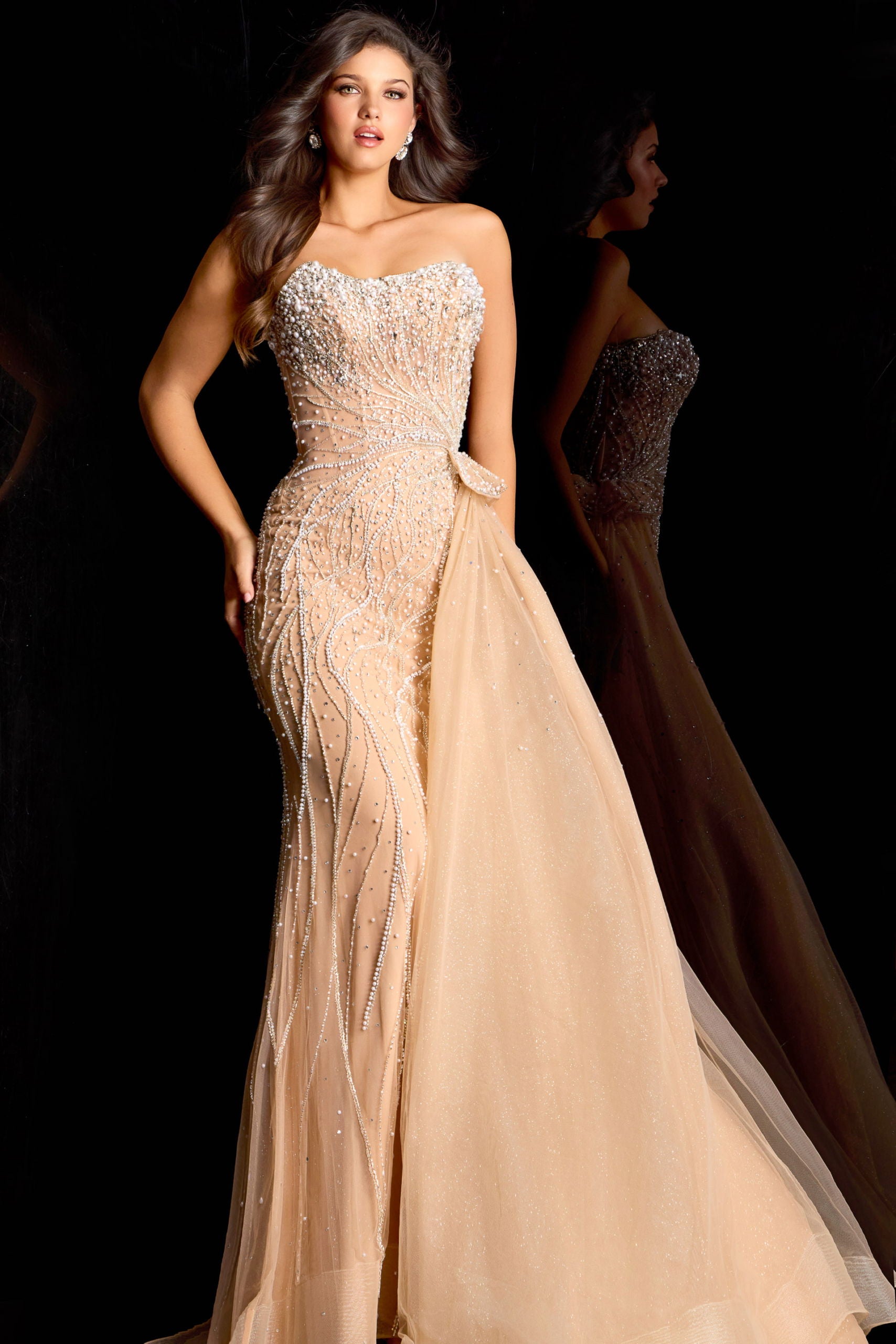 Prom Dresses Long Beaded Formal Prom Glitter Dress Jovani 46865 Champagne