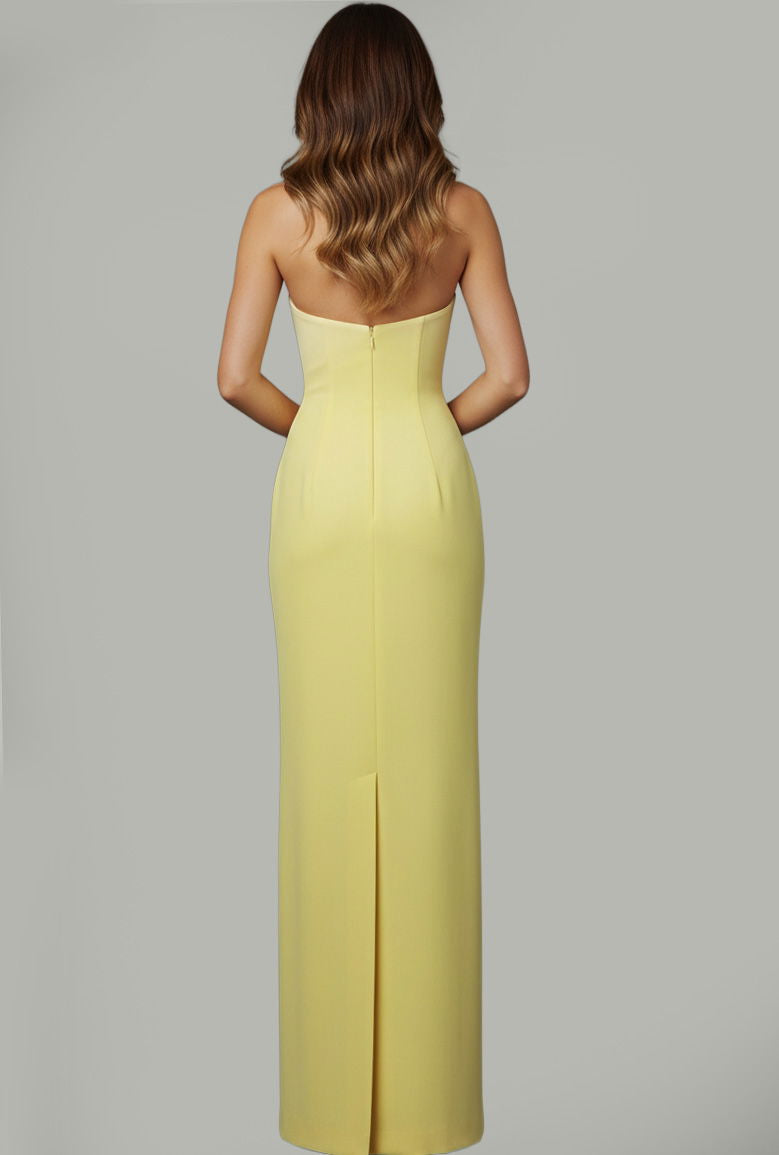Prom Dresses Fitted 3D Floral Long Formal Evening Prom Dress Yellow