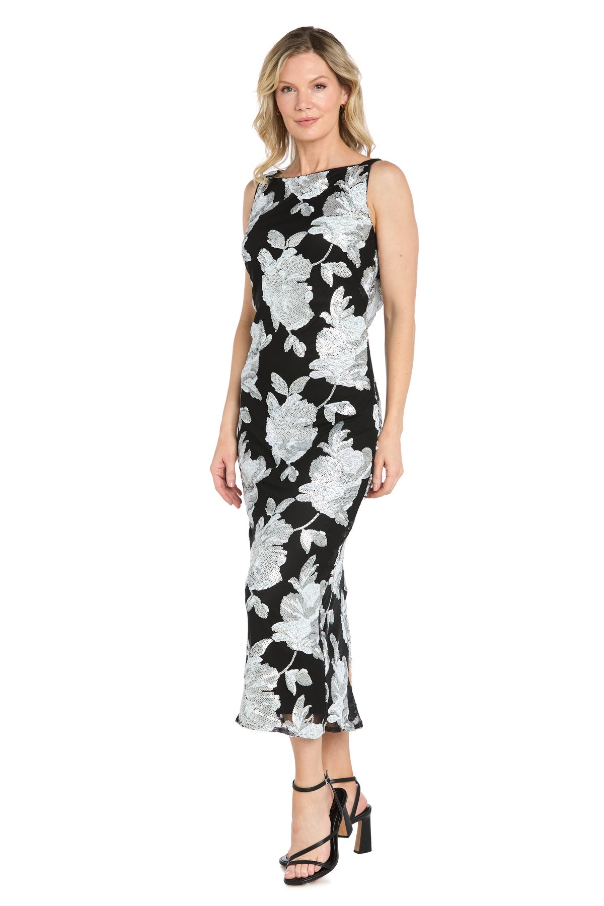 Bateau Midi Sequin Formal Sheath/Column R&M Richards 4690
