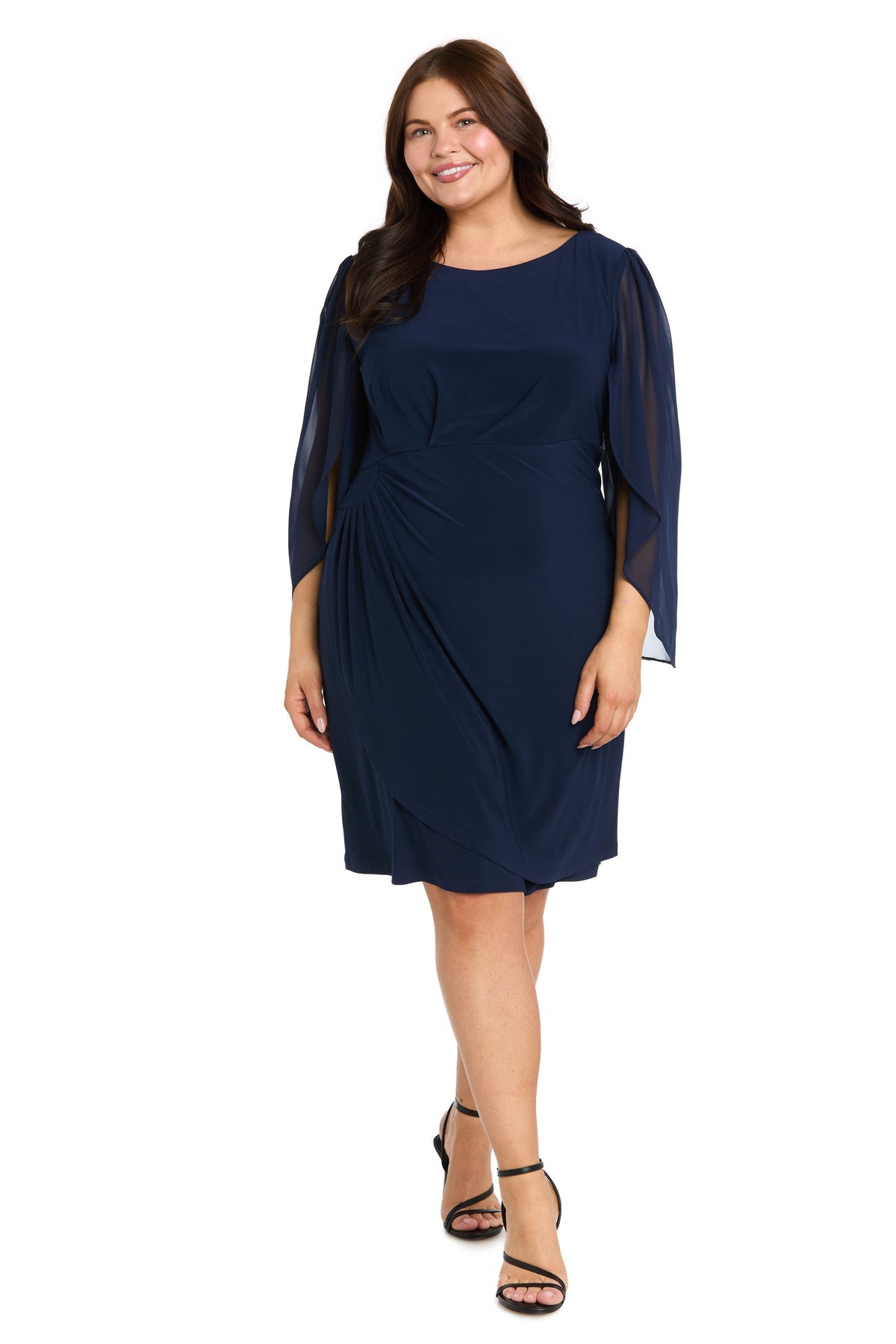 Jewel Neck Knee-Length Jersey Cocktail Sheath Column Dress R&M Richards 4696W