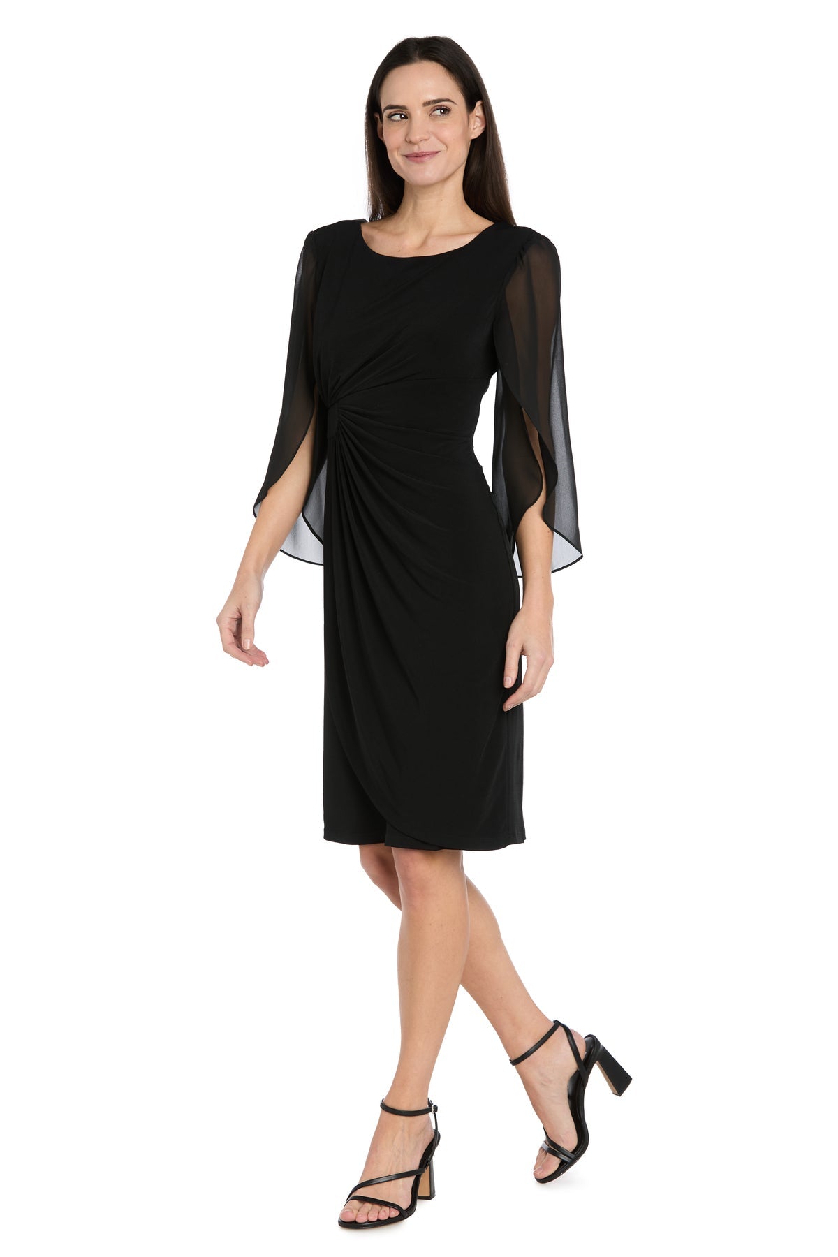 Scoop Knee-Length Chiffon Cocktail Dress by R&M Richards 4696 in Black