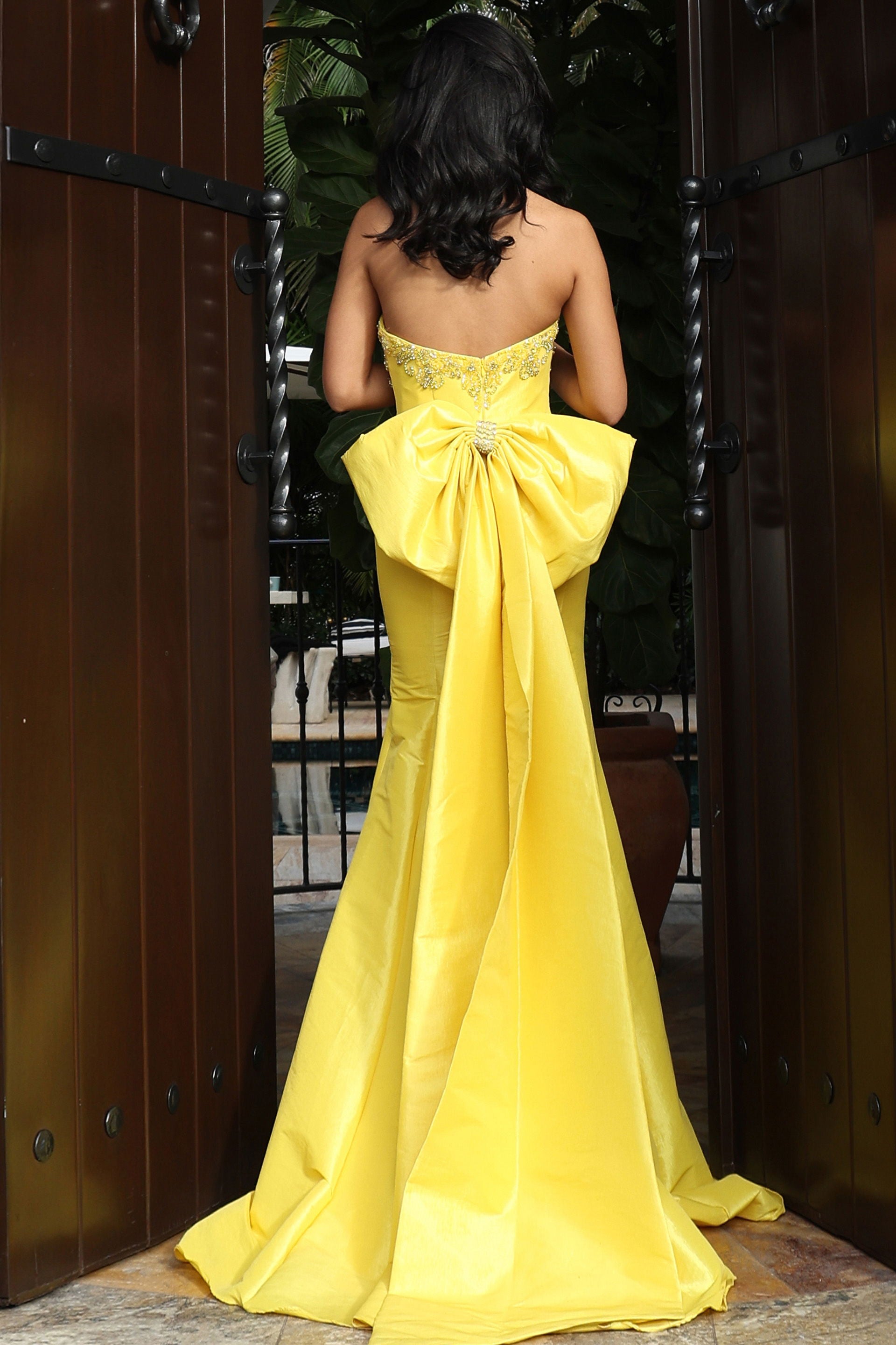 Prom Dresses Beaded Formal Fitted Long Evening Slit Prom Dress Jovani 46982 Yellow