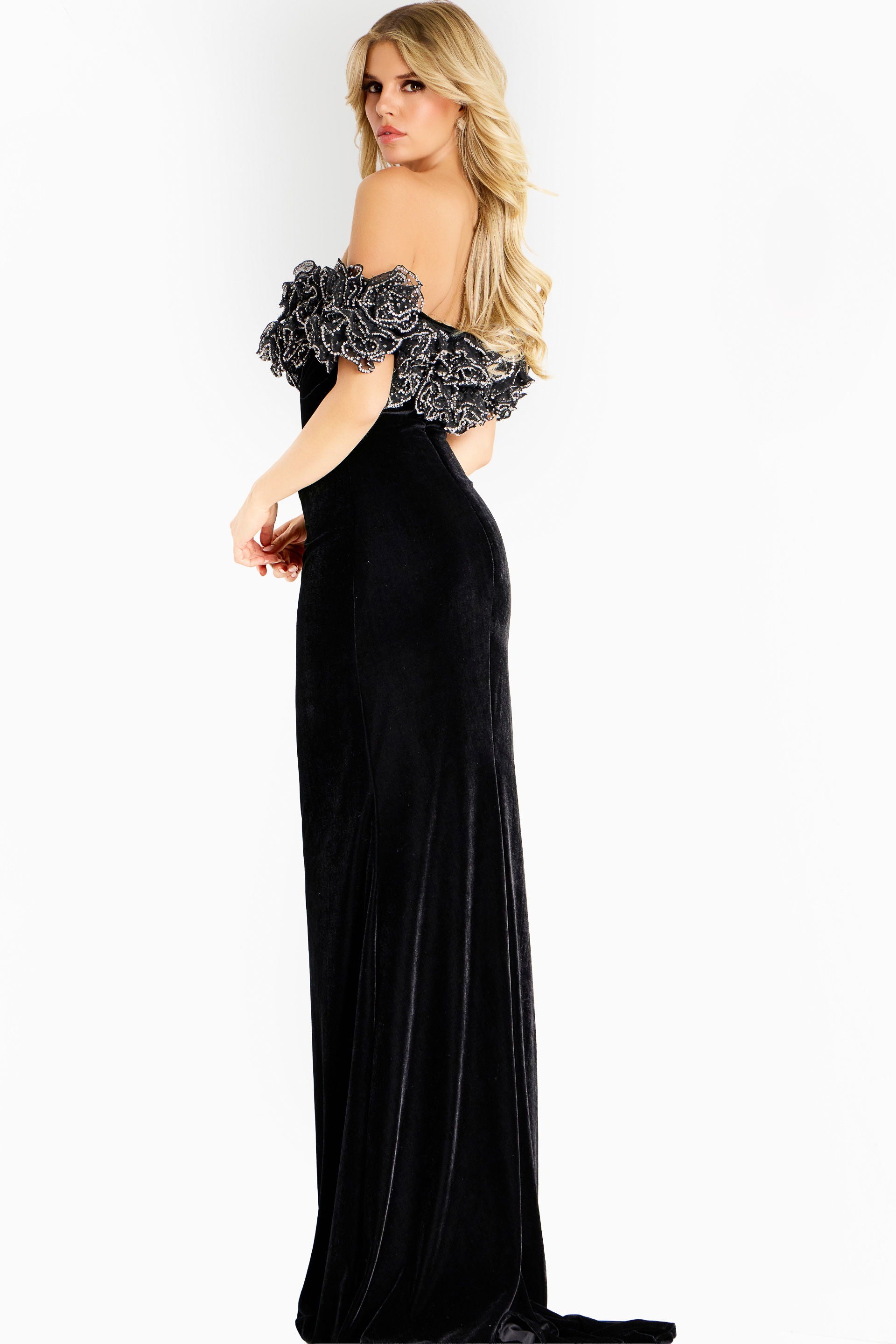 Formal Dresses Long Fitted Prom Formal Beaded Dress Jovani 47086 Black