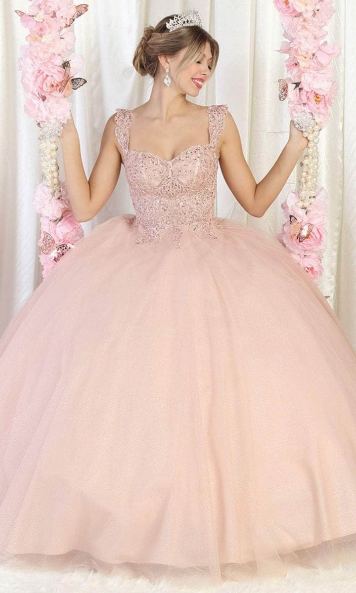 Off-the-Shoulder Floor-Length Tulle Prom Ball Gown May Queen LK194