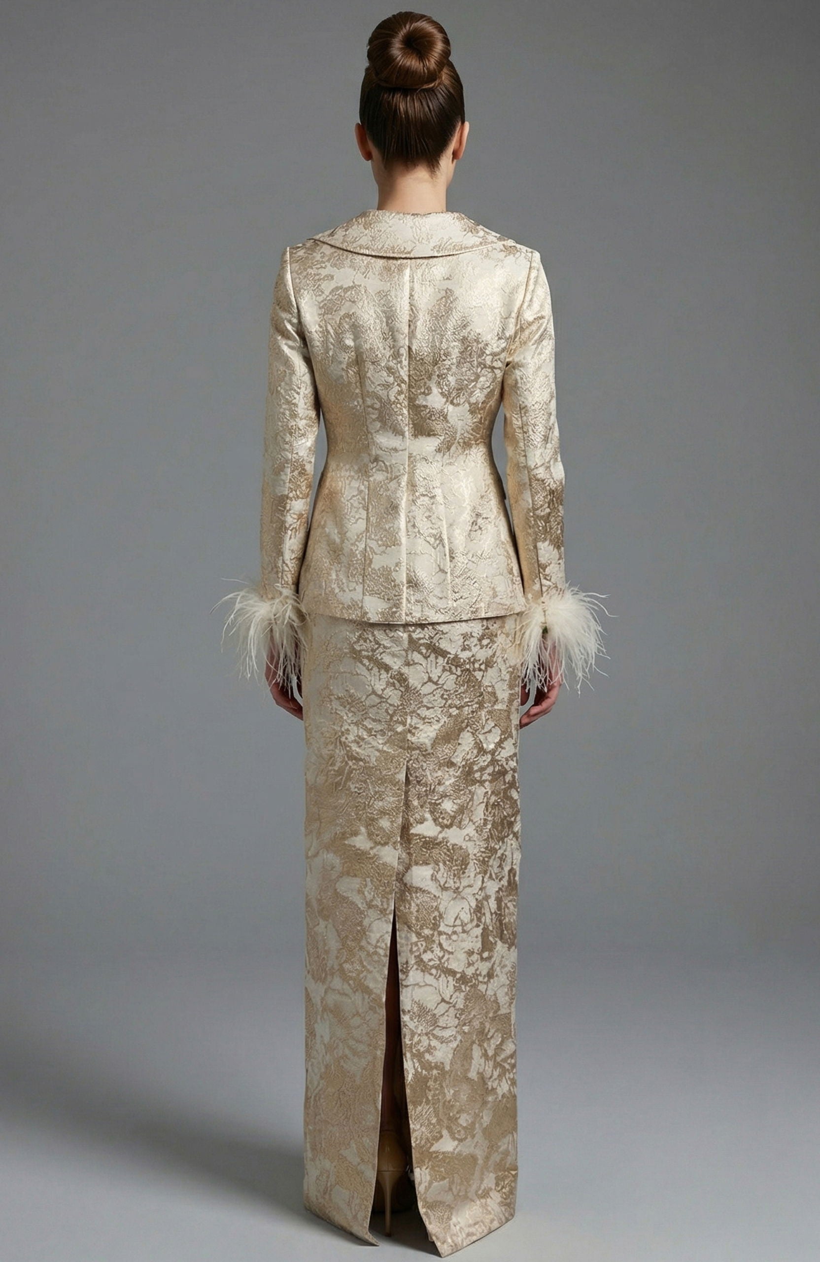 Mother of the Bride Dresses Metallic Long Sleeve Formal Mother of the Bride Dress Jovani 48224 Gold/Champagne