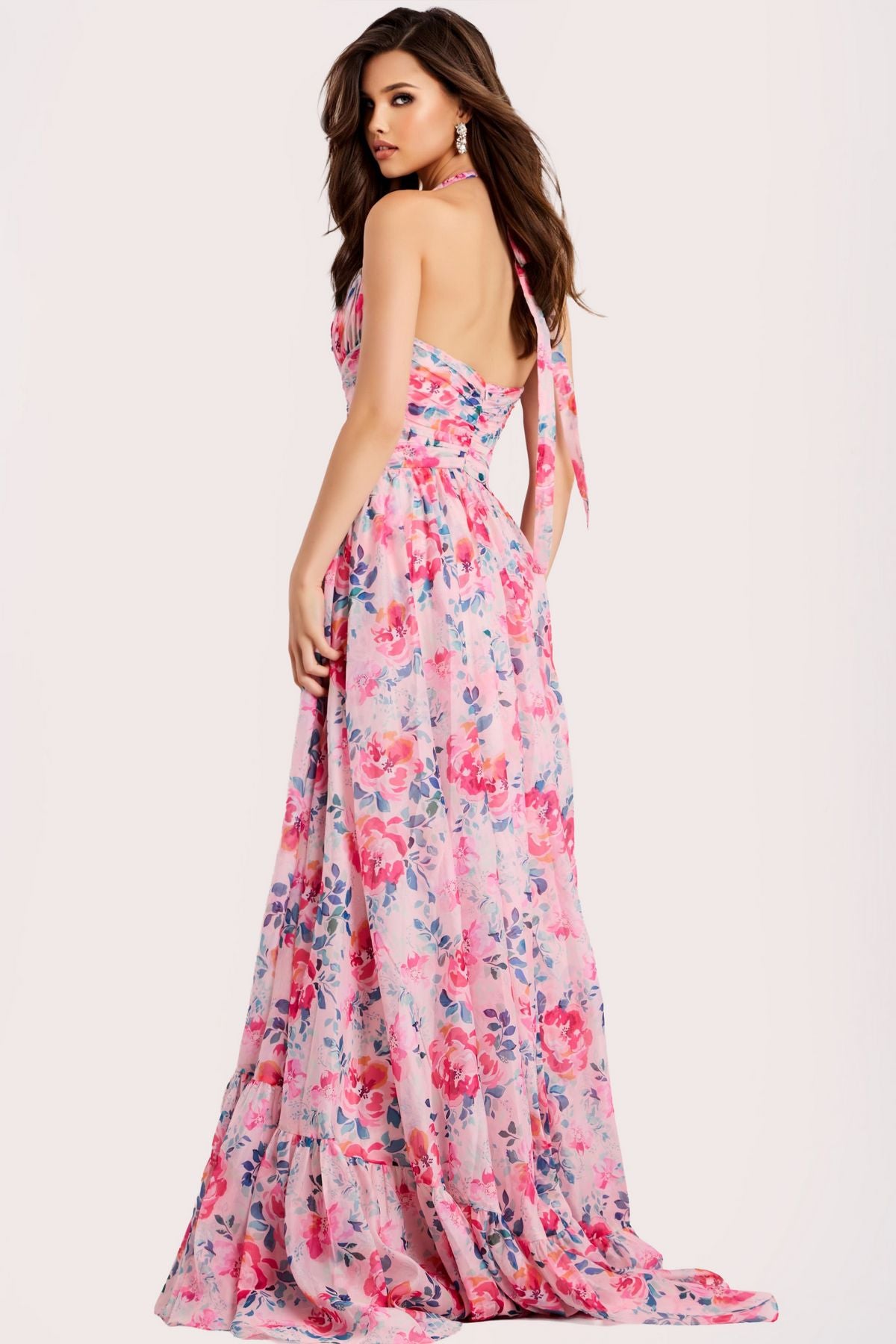 Prom Dresses Long Formal Floral Print Evening Prom Dress Print