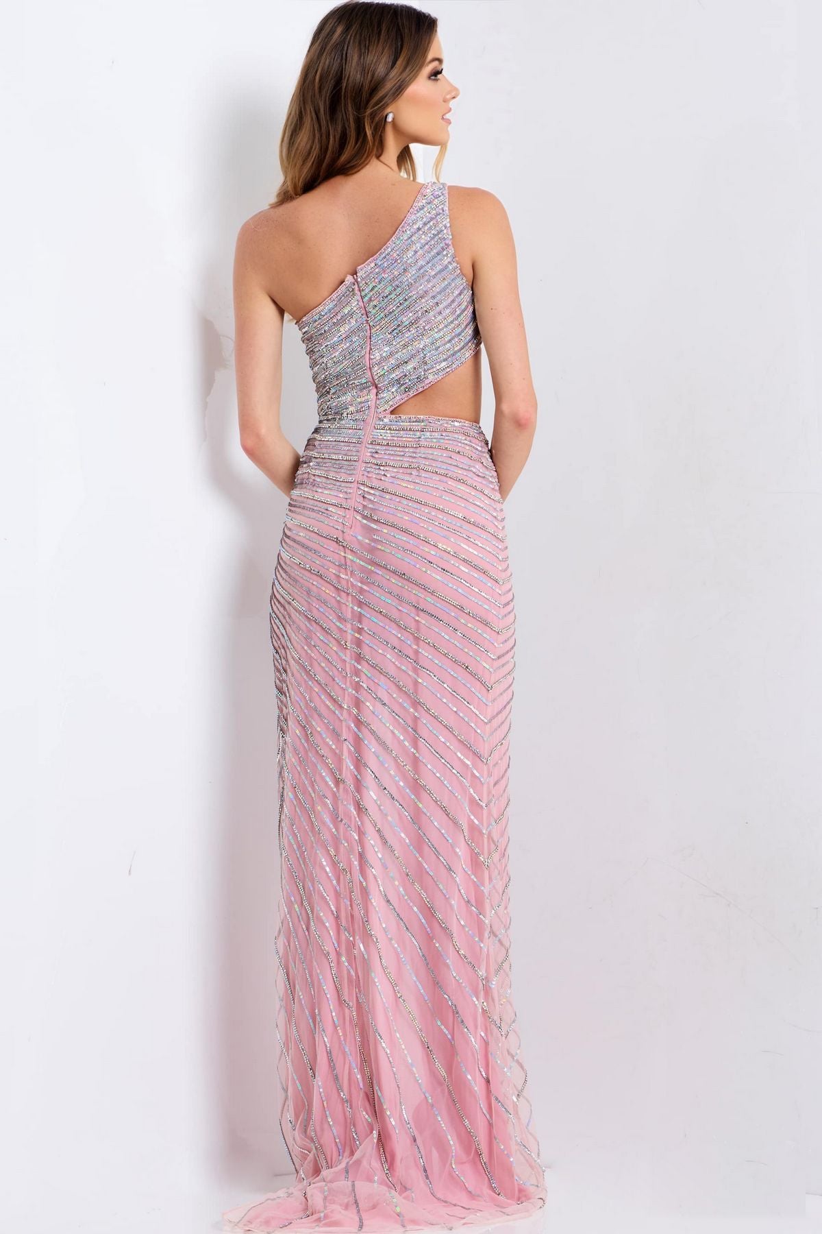 Prom Dresses Beaded Formal Long Sequin Evening Prom Dress Pink