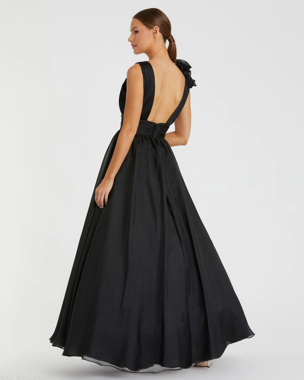 V-Neck Floor-Length Organza Formal A-Line Mac Duggal 9948856P