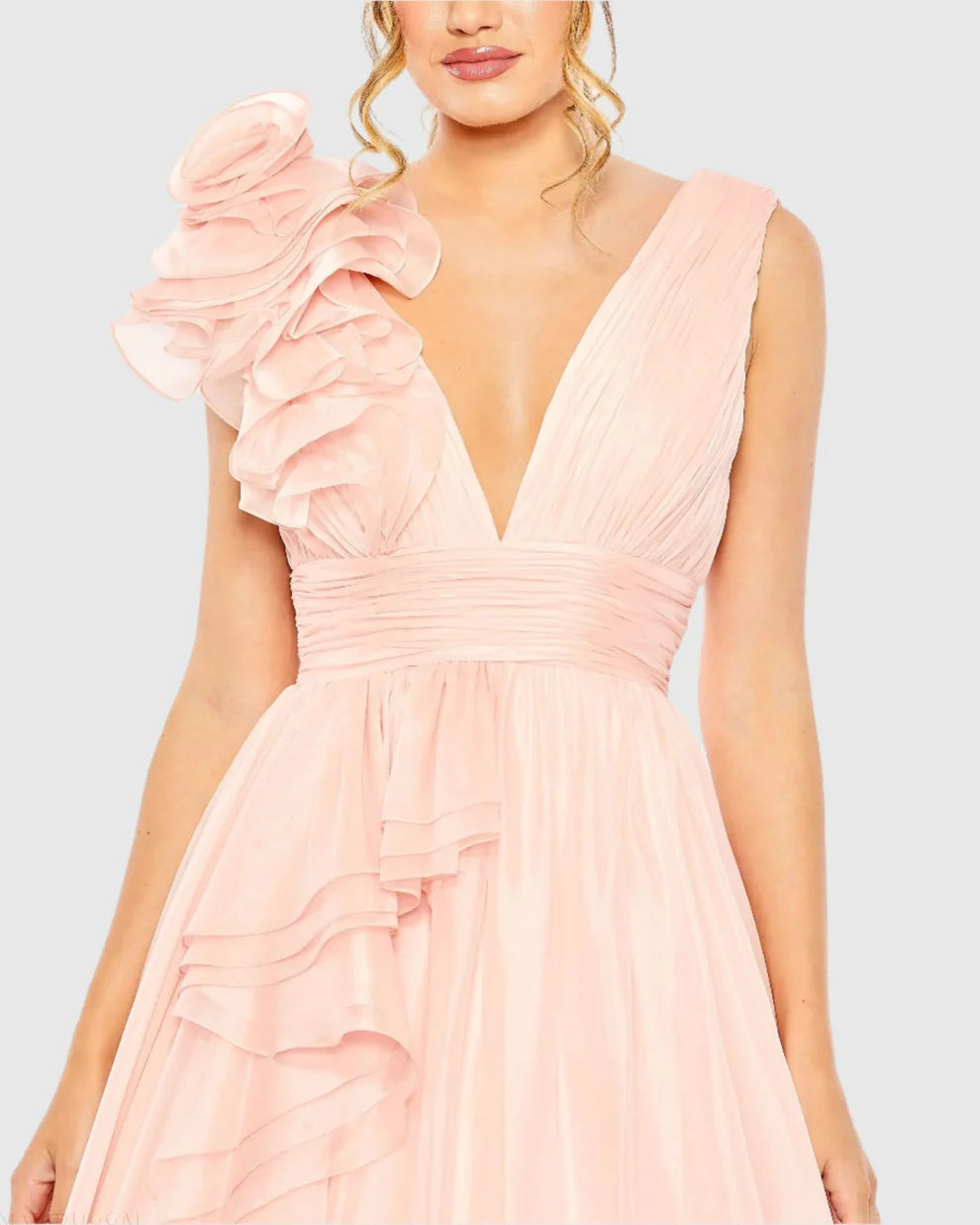 Formal Dresses Prom Long Ruffled Ball Gown Blush
