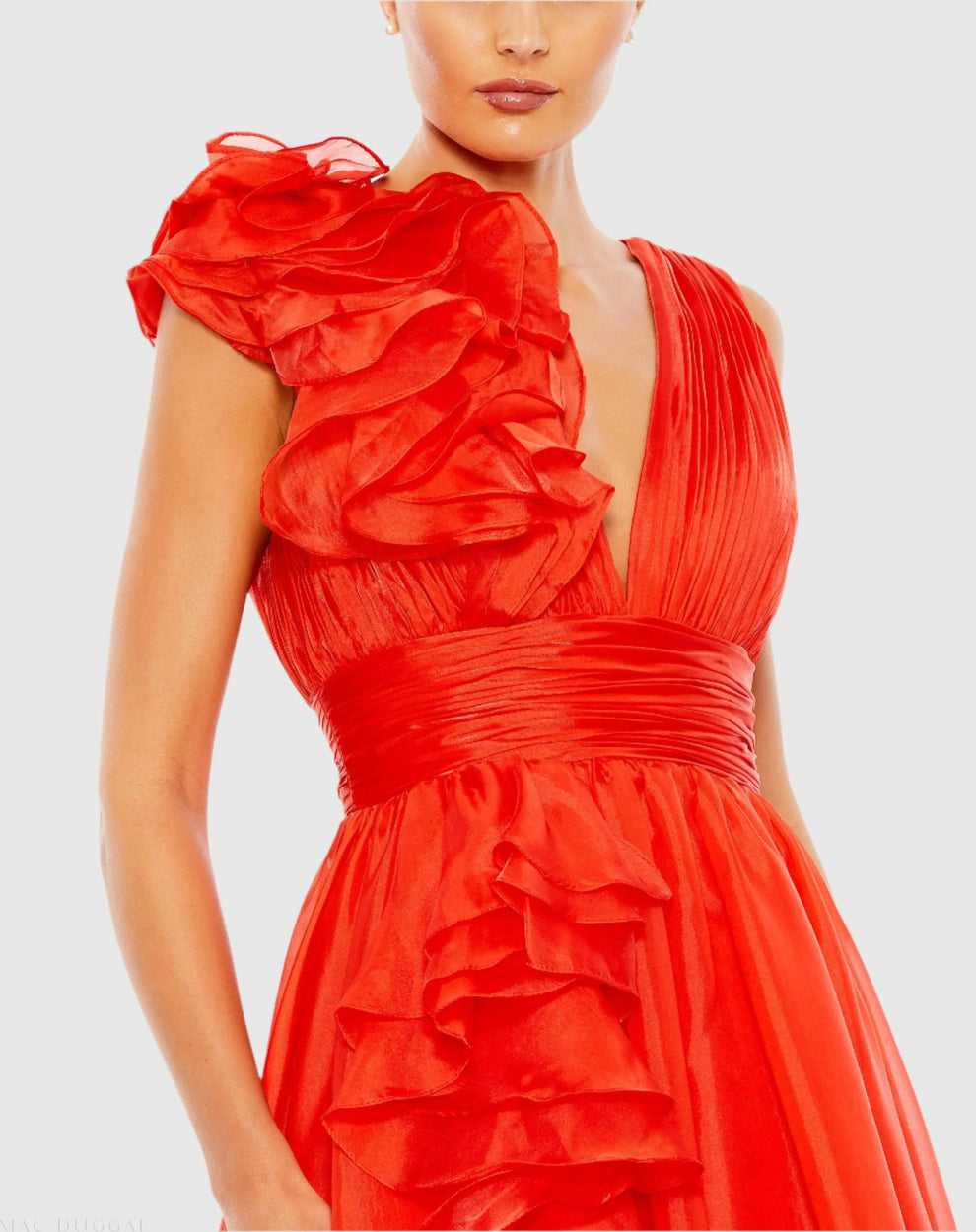 V-Neck Floor-Length Organza Formal A-Line Mac Duggal 9948856P