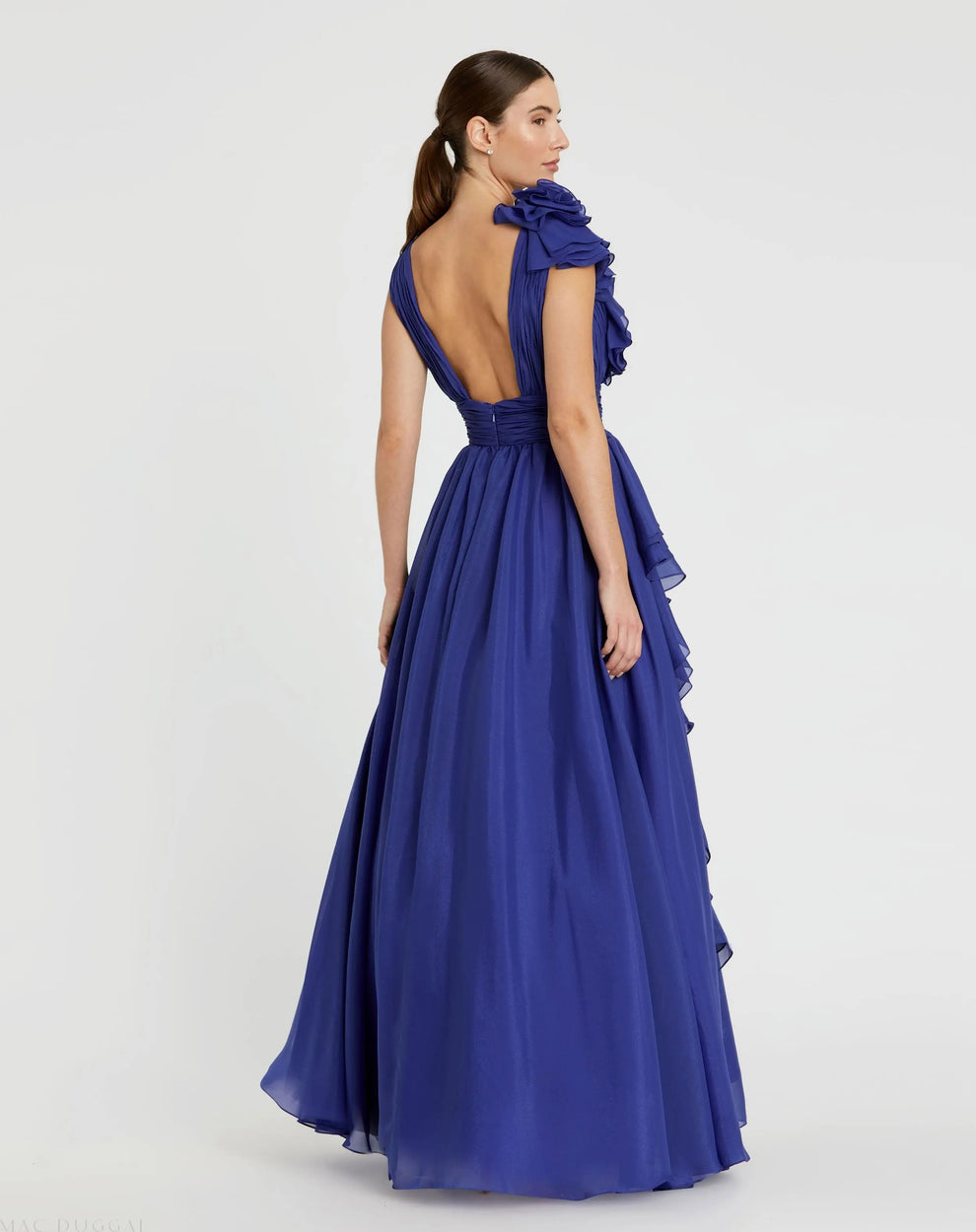 V-Neck Floor-Length Organza Formal A-Line Mac Duggal 9948856P