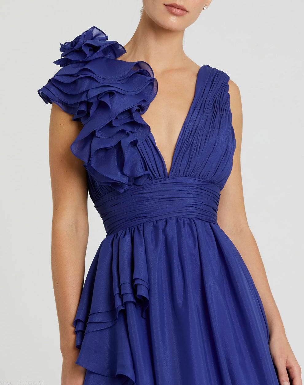 V-Neck Floor-Length Organza Formal A-Line Mac Duggal 9948856P