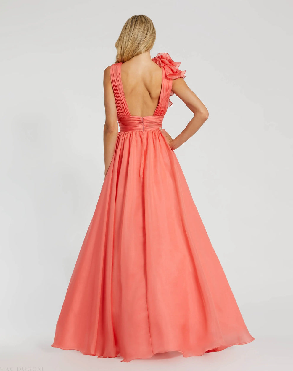 V-Neck Floor-Length Organza Formal A-Line Mac Duggal 9948856P