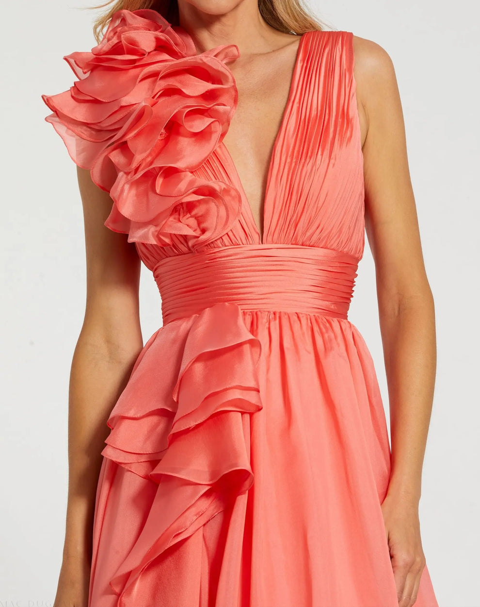 V-Neck Floor-Length Organza Formal A-Line Mac Duggal 9948856P