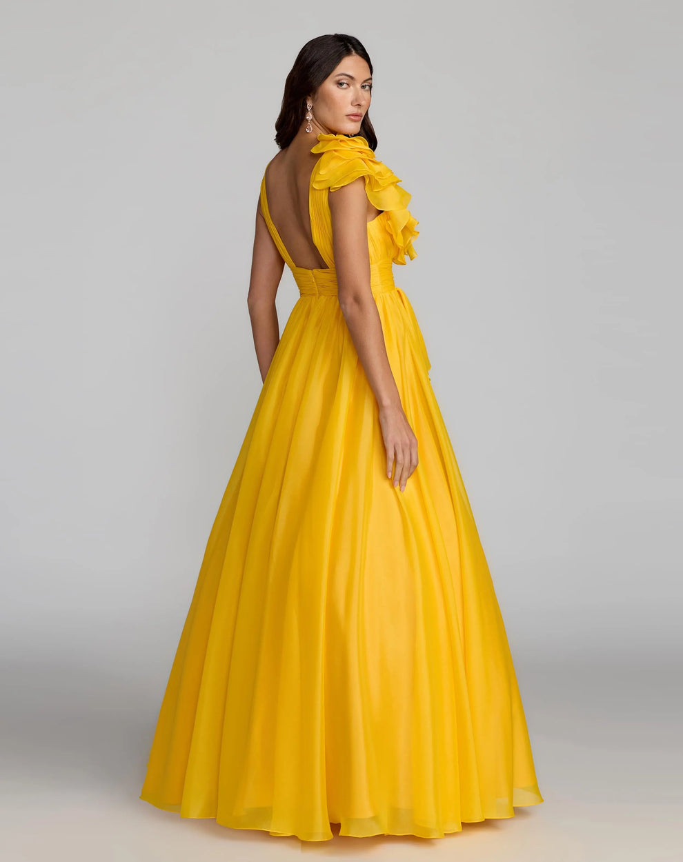 V-Neck Floor-Length Organza Formal A-Line Mac Duggal 9948856P