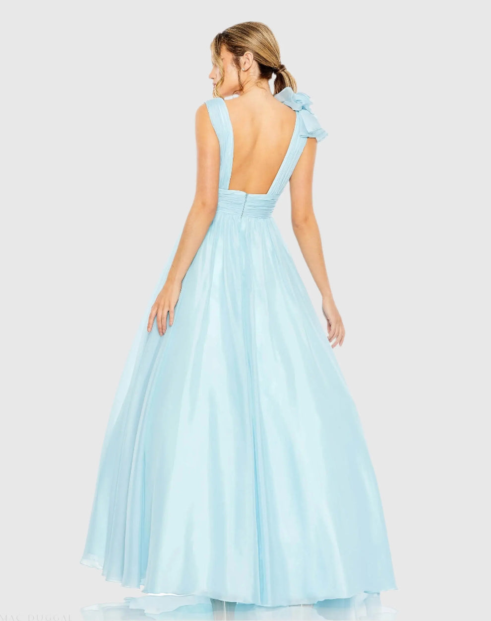 V-Neck Floor-Length Organza Formal A-Line Mac Duggal 9948856P