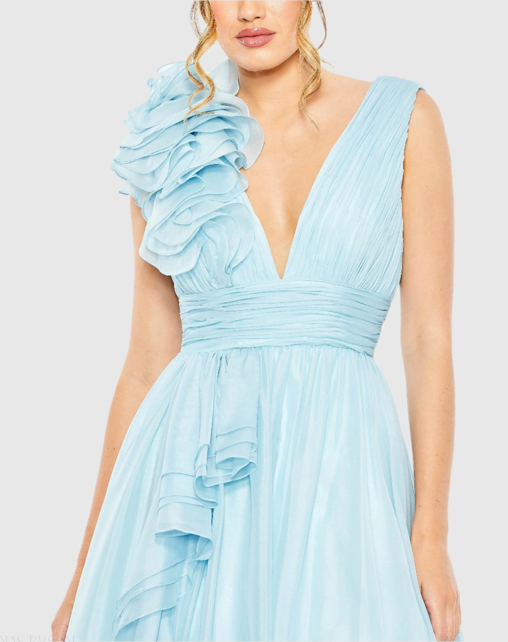 V-Neck Floor-Length Organza Formal A-Line Mac Duggal 9948856P