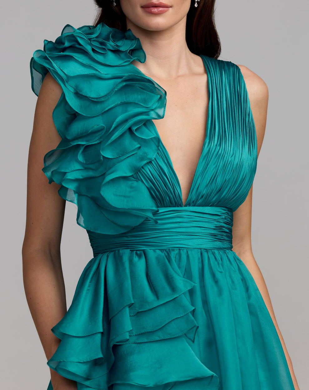 V-Neck Floor-Length Chiffon Occasion Ball Gown Mac Duggal 48856