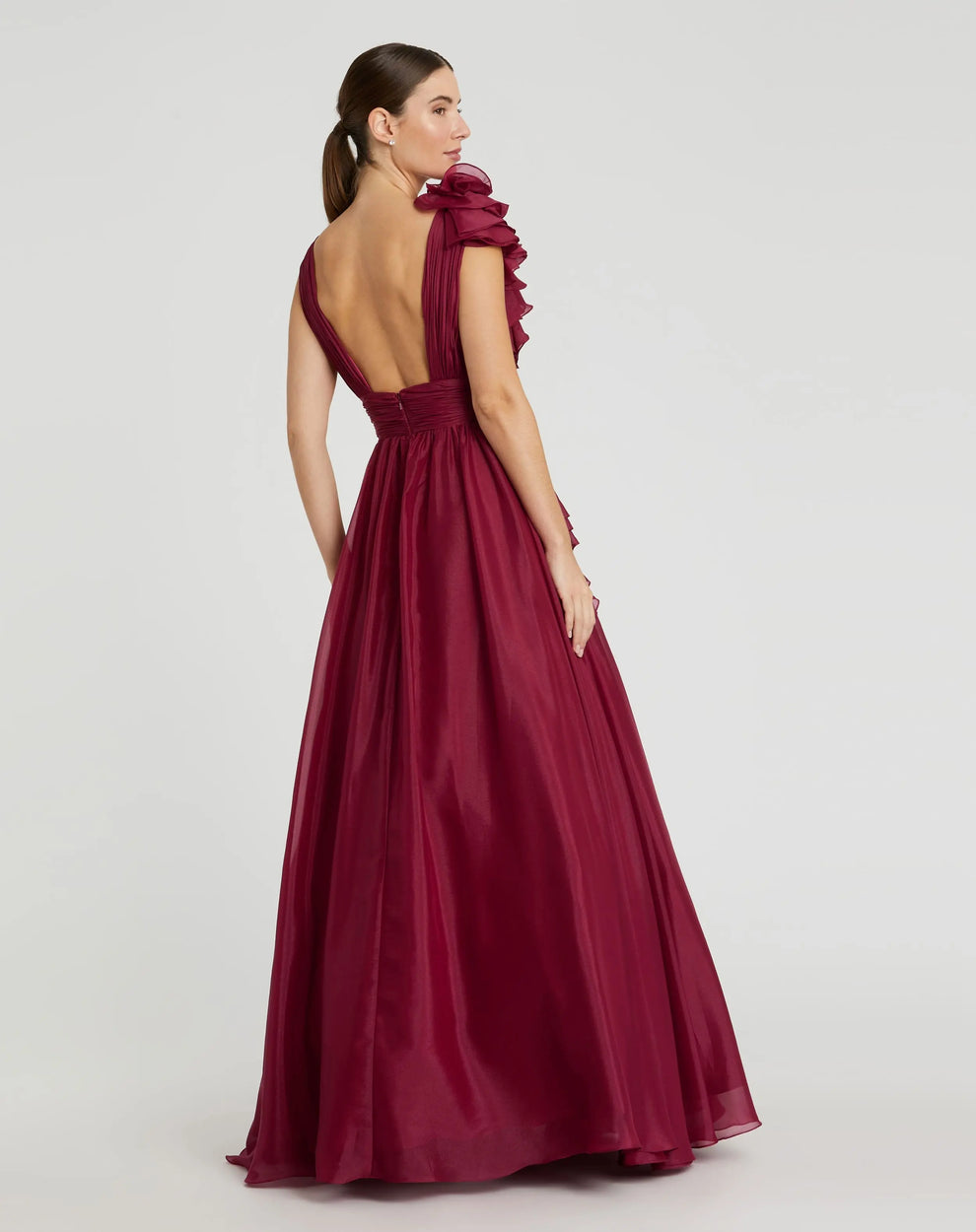 V-Neck Floor-Length Organza Formal A-Line Mac Duggal 9948856P