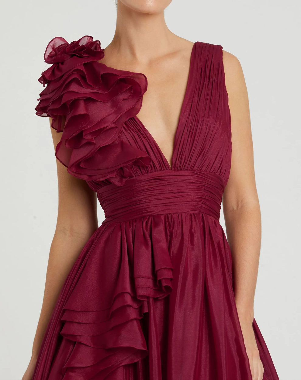 V-Neck Floor-Length Organza Formal A-Line Mac Duggal 9948856P