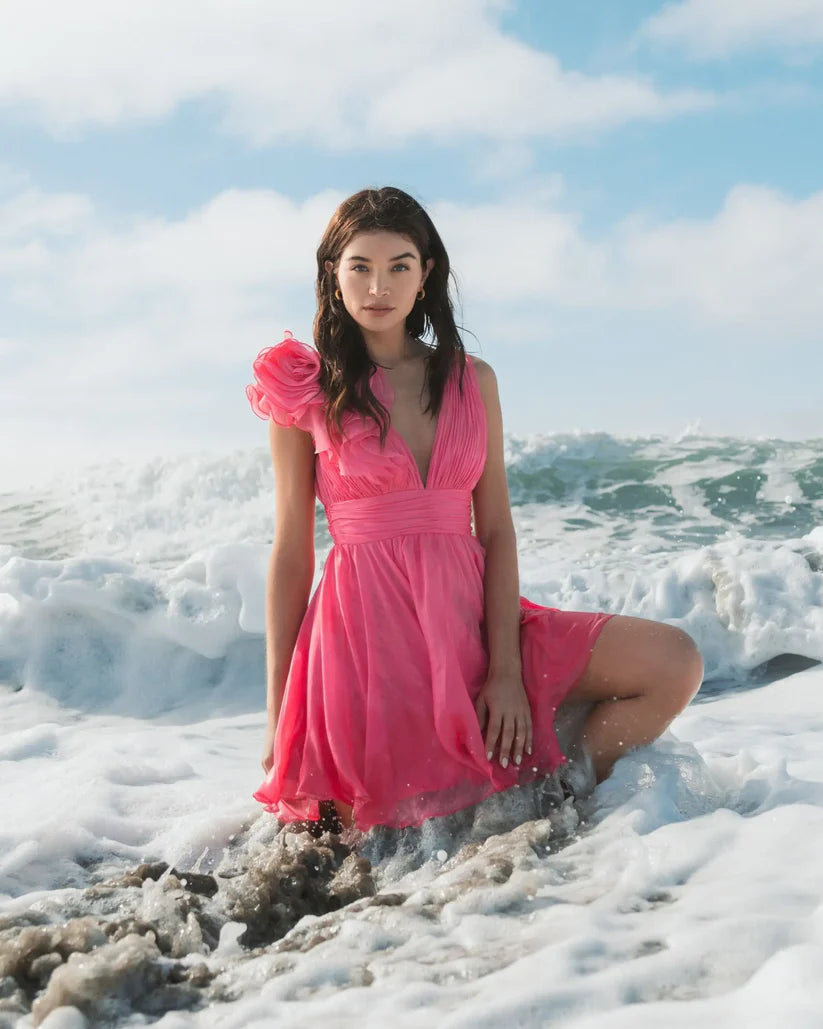 Mac Duggal Short Ruffle V Neck A Line Cocktail Dress - The Dress Outlet