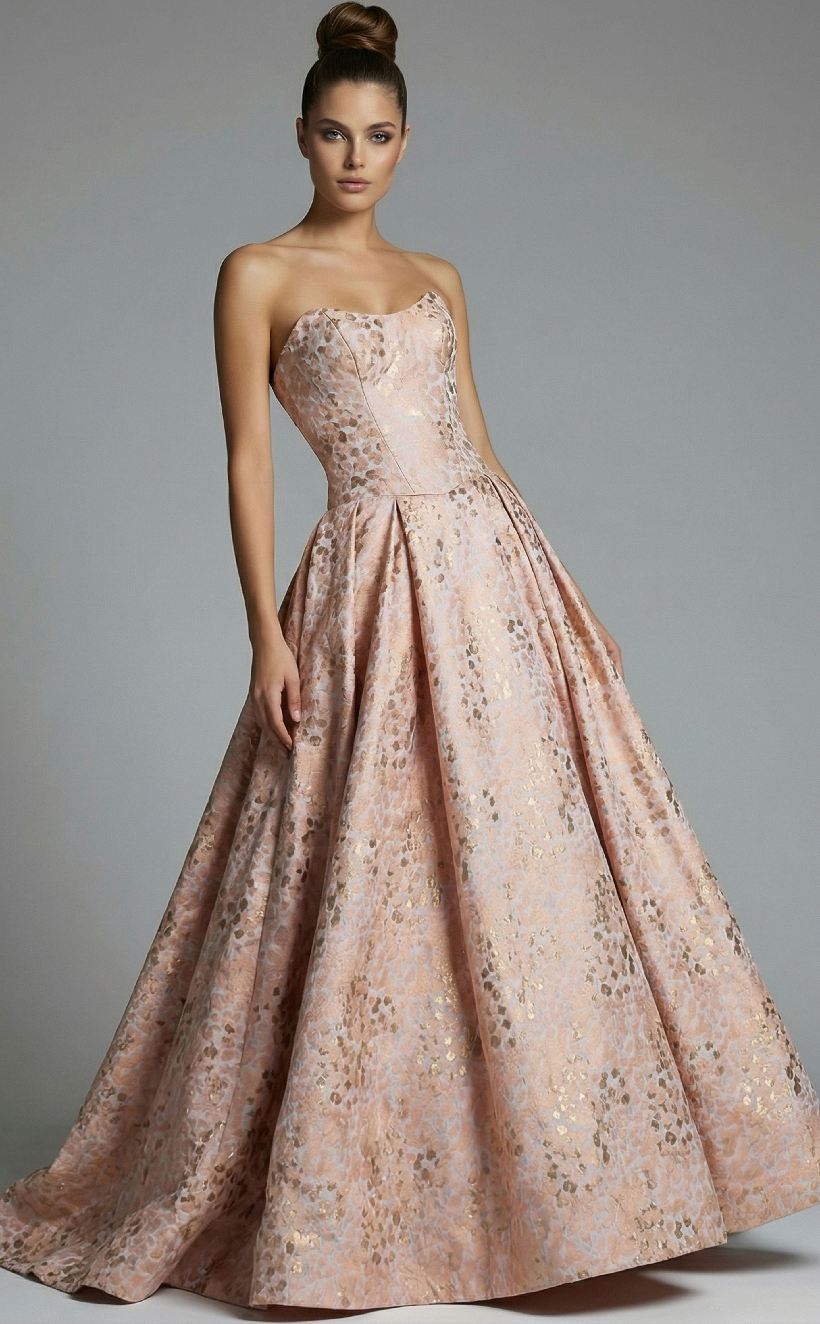 Prom Dresses Ball Gown Long Formal Metallic Prom Dress Jovani 49001 Peach
