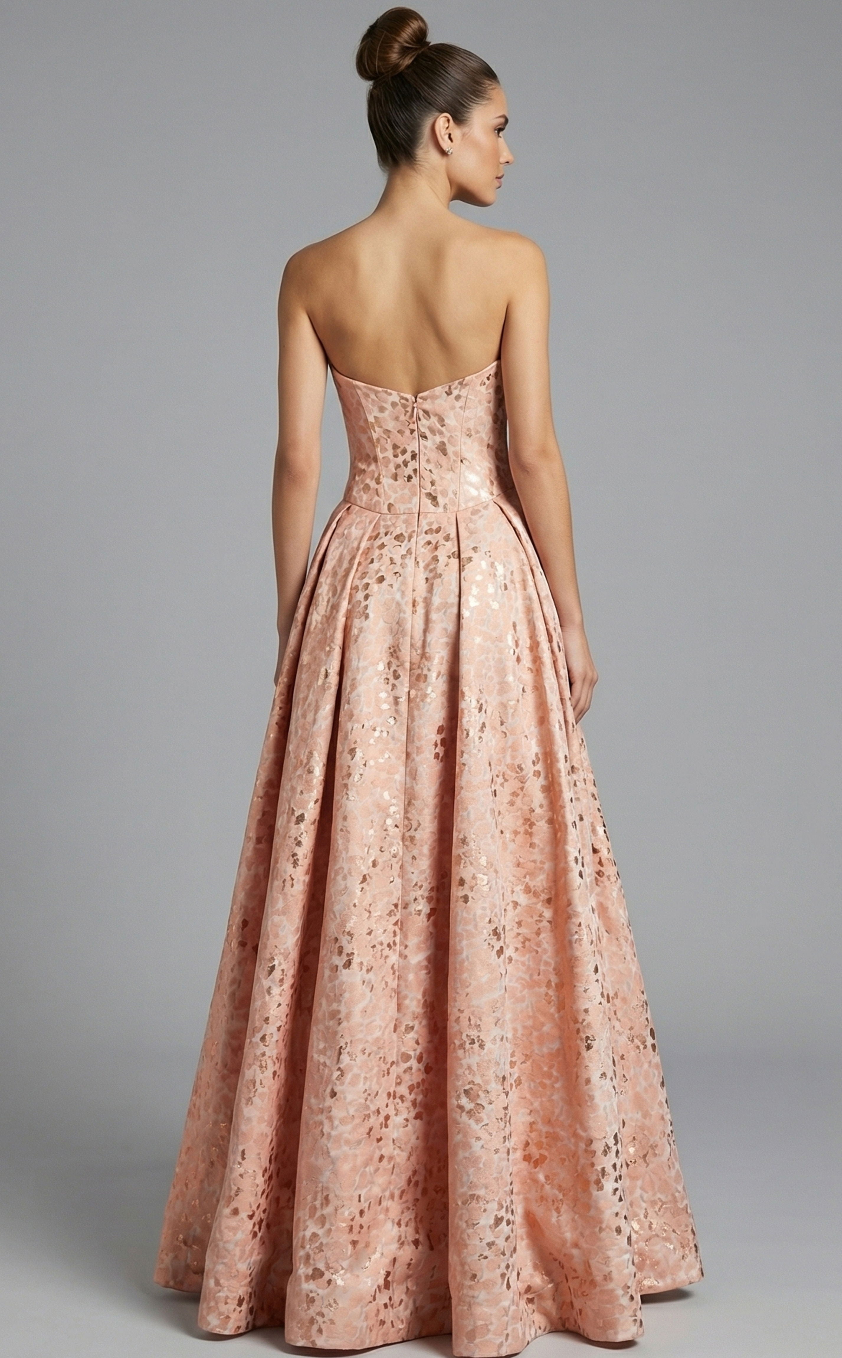 Prom Dresses Ball Gown Long Formal Metallic Prom Dress Jovani 49001 Peach