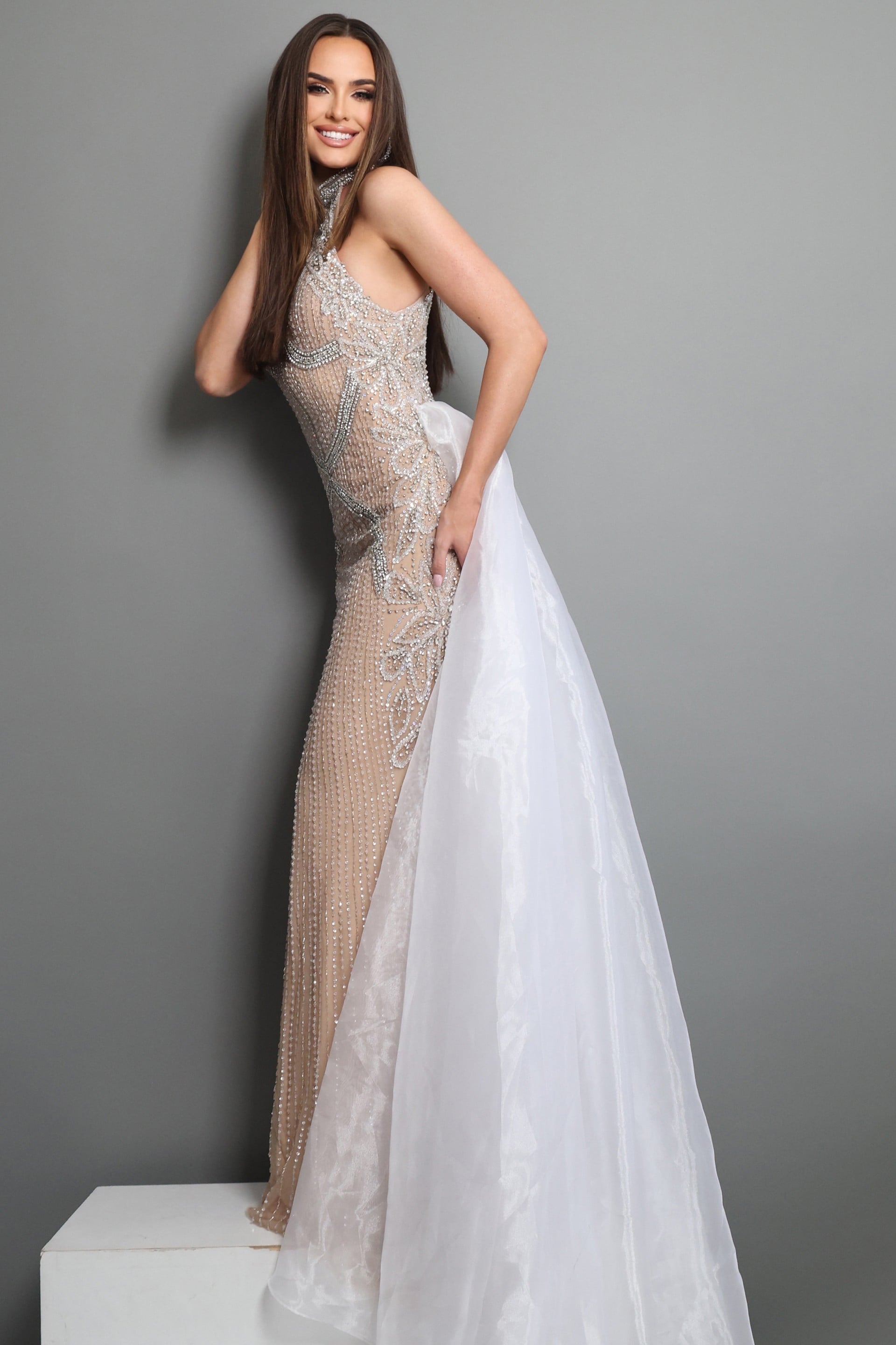 Halter Floor-Length Tulle Formal Sheath Jovani 49005