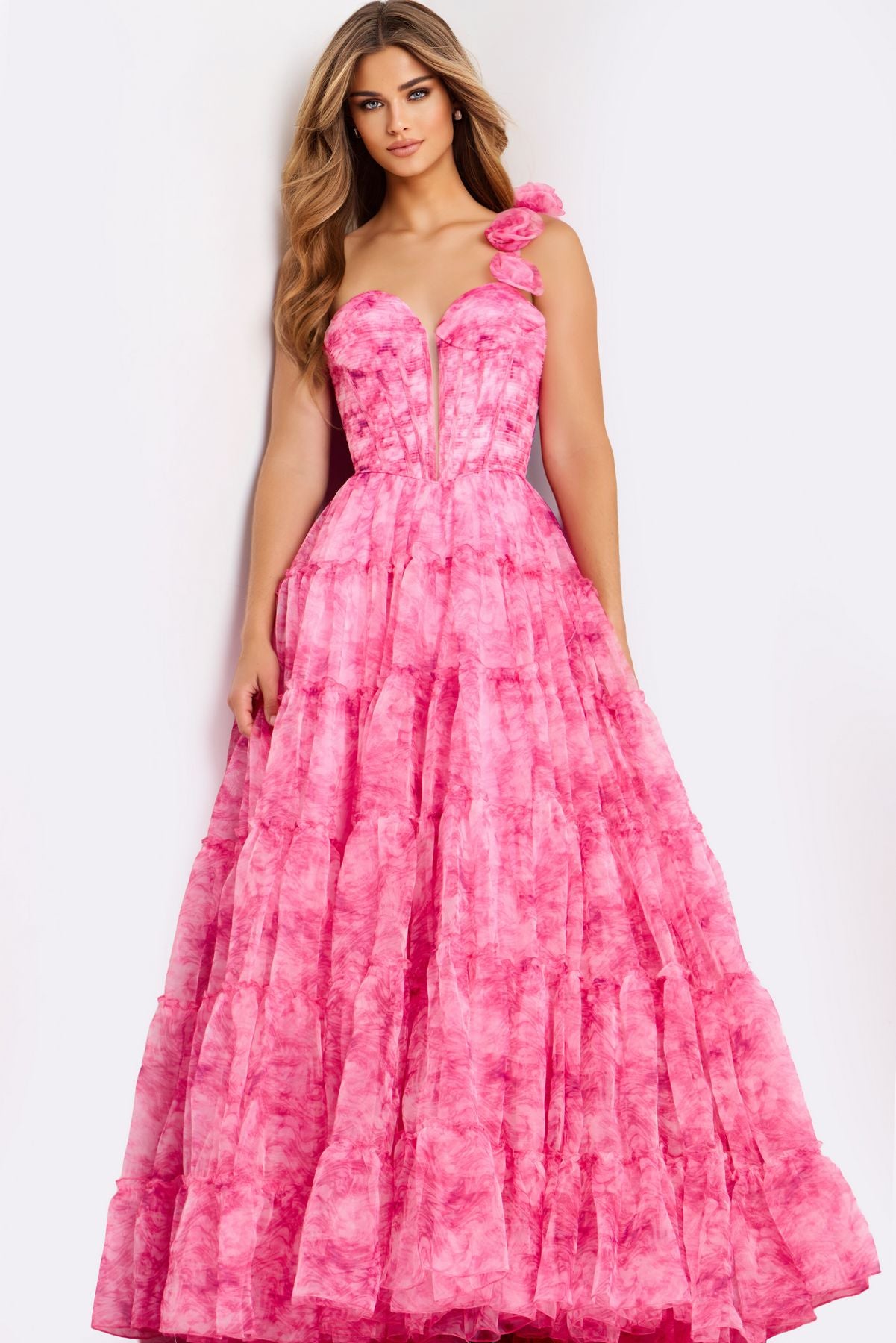 Prom Dresses A Line Long Formal 3D Floral Prom Dress Print