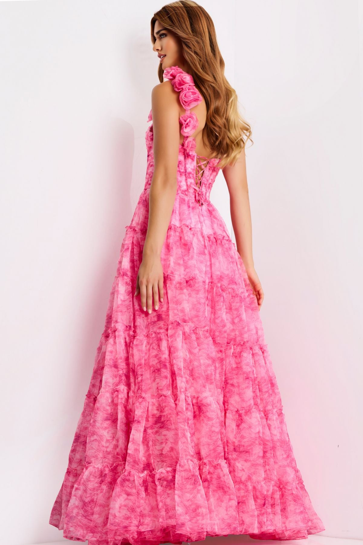 Prom Dresses A Line Long Formal 3D Floral Prom Dress Print